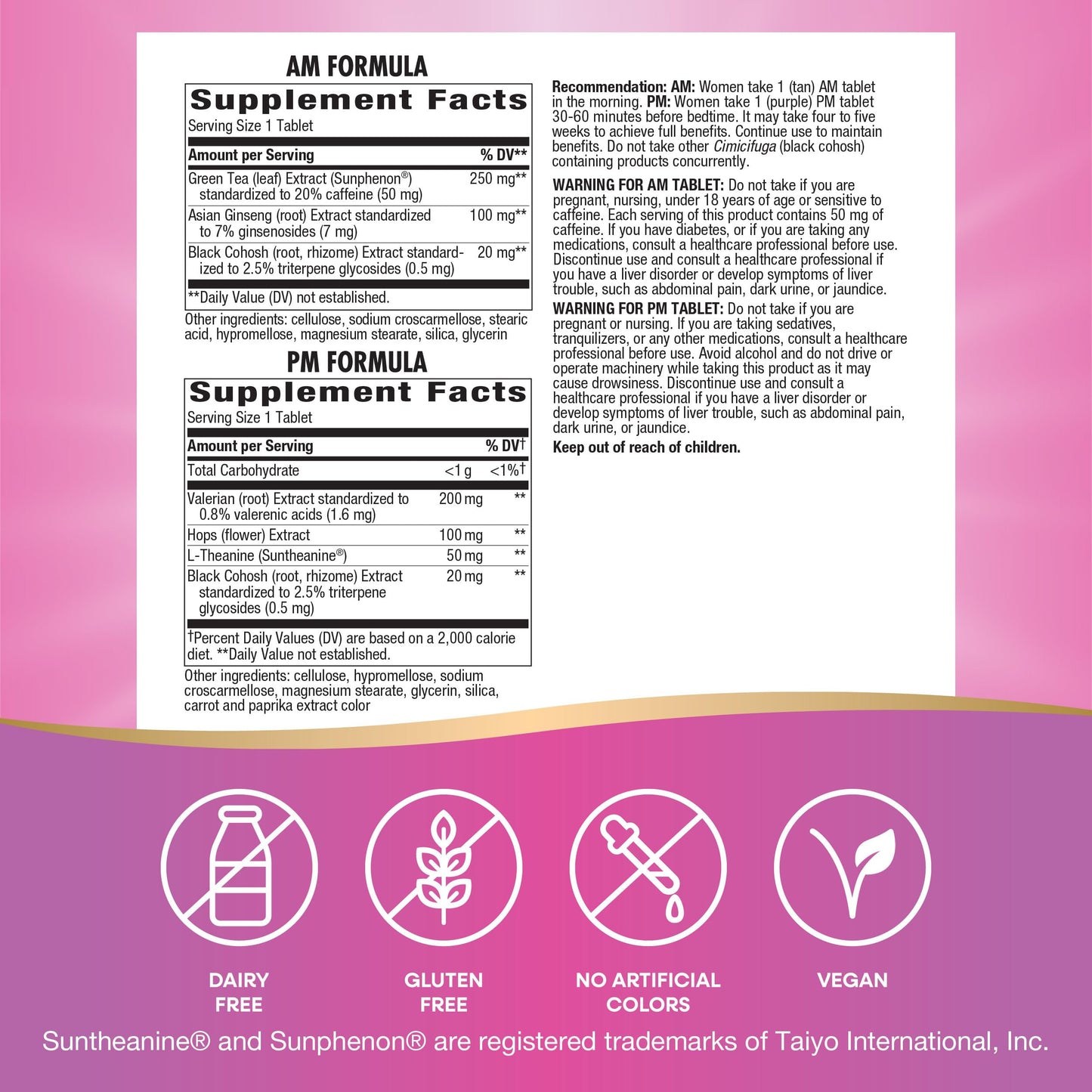 Nature's Way AM/ PM Menopause, Hot Flash Relief*, Night Sweats*, Restful Sleep*, Mood Swings*, Hormone-Free Formulas with Black Cohosh, L-Theanine, Valerian, 60 Tablets (Packaging May Vary)