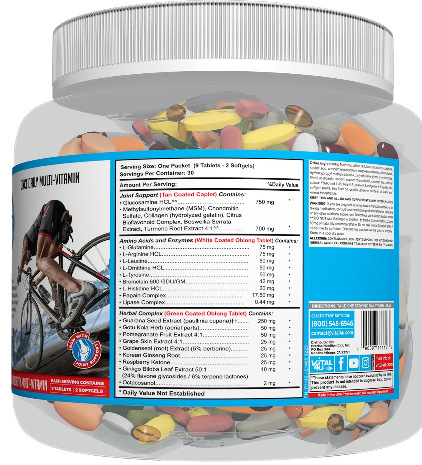 VITAL 4U® Vitamin - Premium Multivitamin for Men and Women | Supports Immune System, Energy, Heart Health, and Body Functions Plus Sports Nutrition with Joint Support - 30 Servings