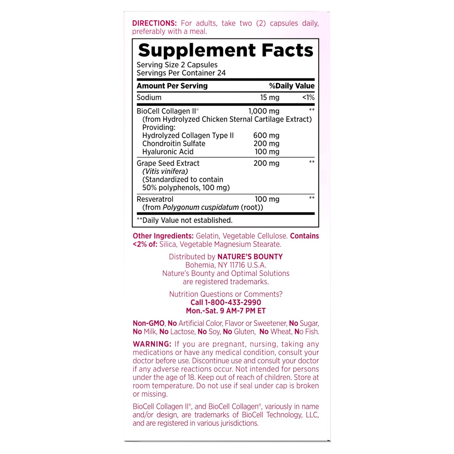 Nature's Bounty Optimal Solutions Ultra Collagen Booster for Healthy-Aging, Collagen Supplement, Resveratrol, Hyaluronic Acid – Collagen Capsules for Women, 48 Capsules