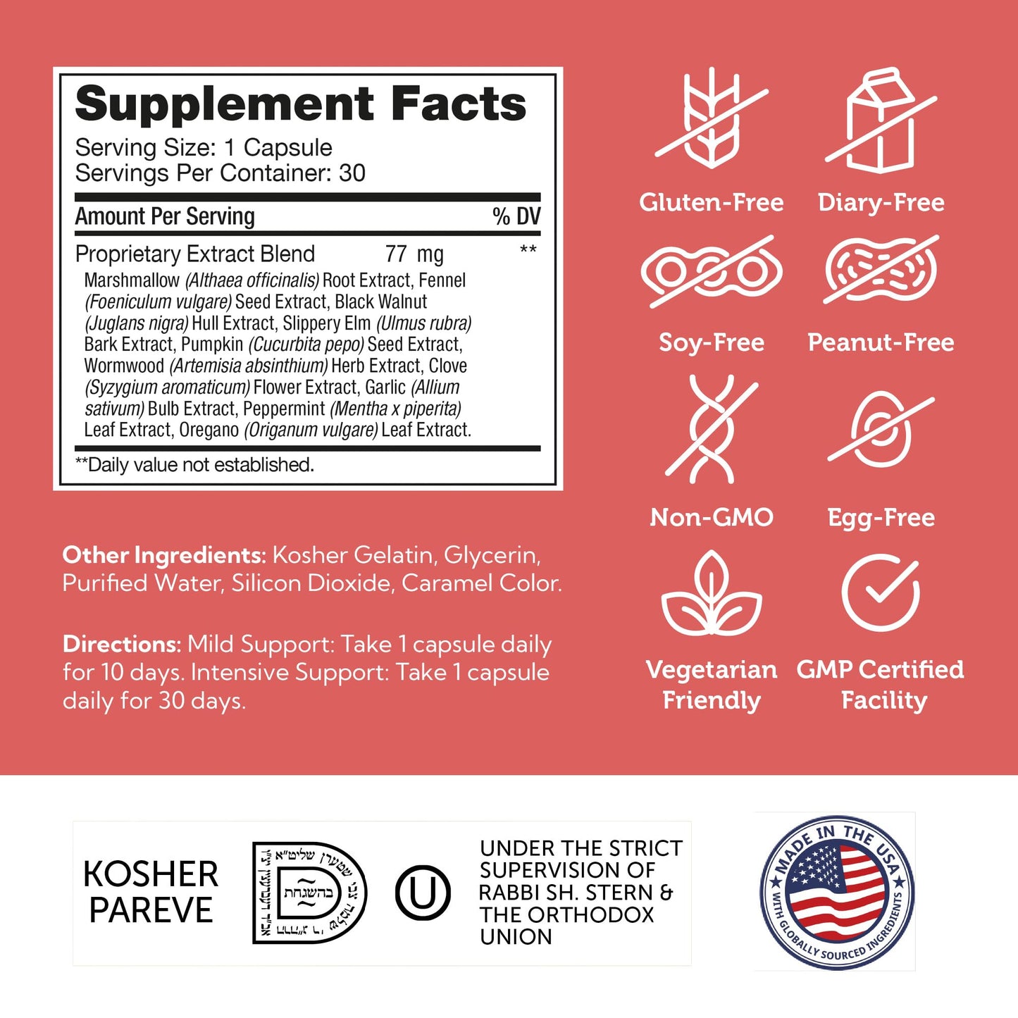 Zahler - ParaGuard Capsules - Gut Health Supplement - Formula has Wormwood, Garlic Bulb, Pumpkin Seed, Clove & More - Natural Support for Humans - Certified Kosher 30 Count