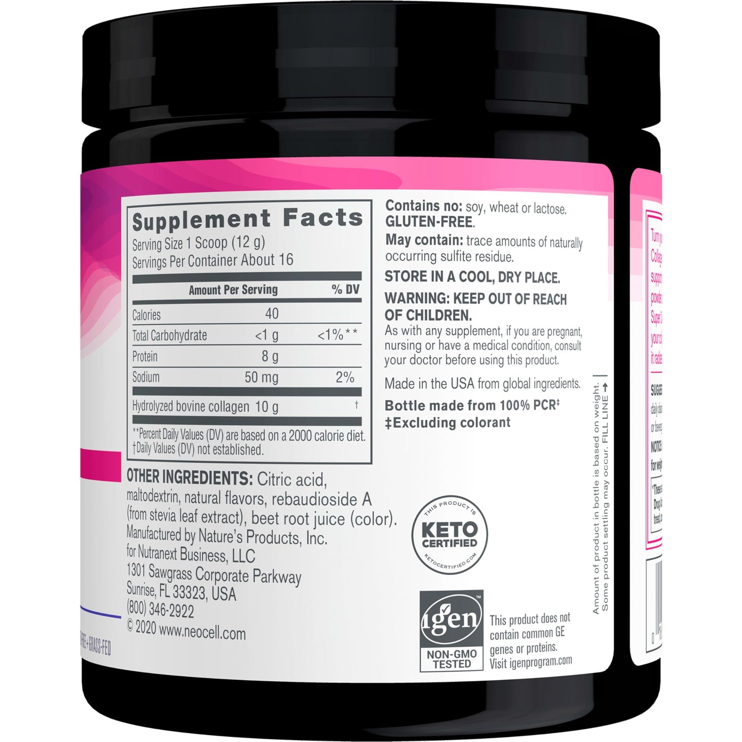 NeoCell Super Collagen Peptides, 10g Collagen Peptides per Serving, Gluten Free, Keto Friendly, Non-GMO, Grass Fed, Healthy Hair, Skin, Nails and Joints, Berry Lemon Powder, 6.7 oz., 1 Canister
