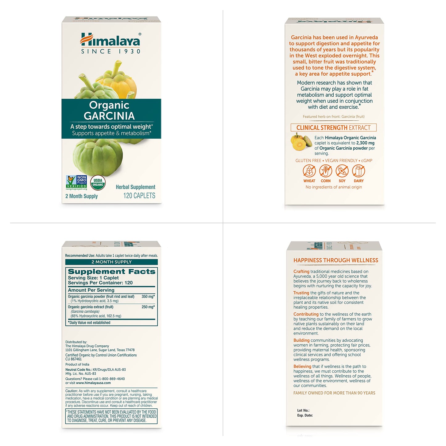 Himalaya Organic Garcinia Cambogia Herbal Supplement, Appetite Support, Lipid Metabolism, Weight Support, USDA Organic, Non-GMO, Vegan, 600 mg, 120 Plant-Based Caplets