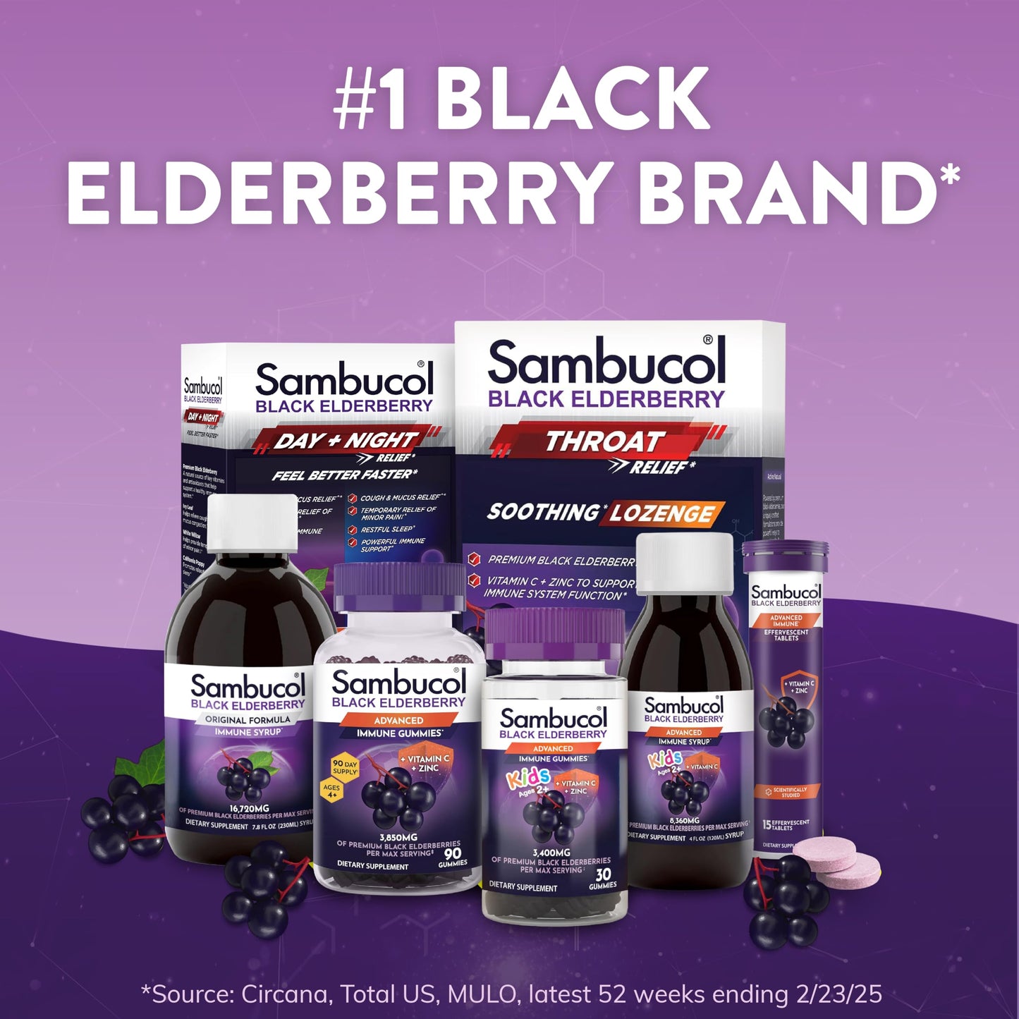 Sambucol Black Elderberry Syrup - Sambucus Elderberry Syrup, Black Elderberry Liquid, Immune Support for Kids and Adults, High Antioxidants, Gluten Free - Original Formula, 4 Fl Oz, 2-Pack