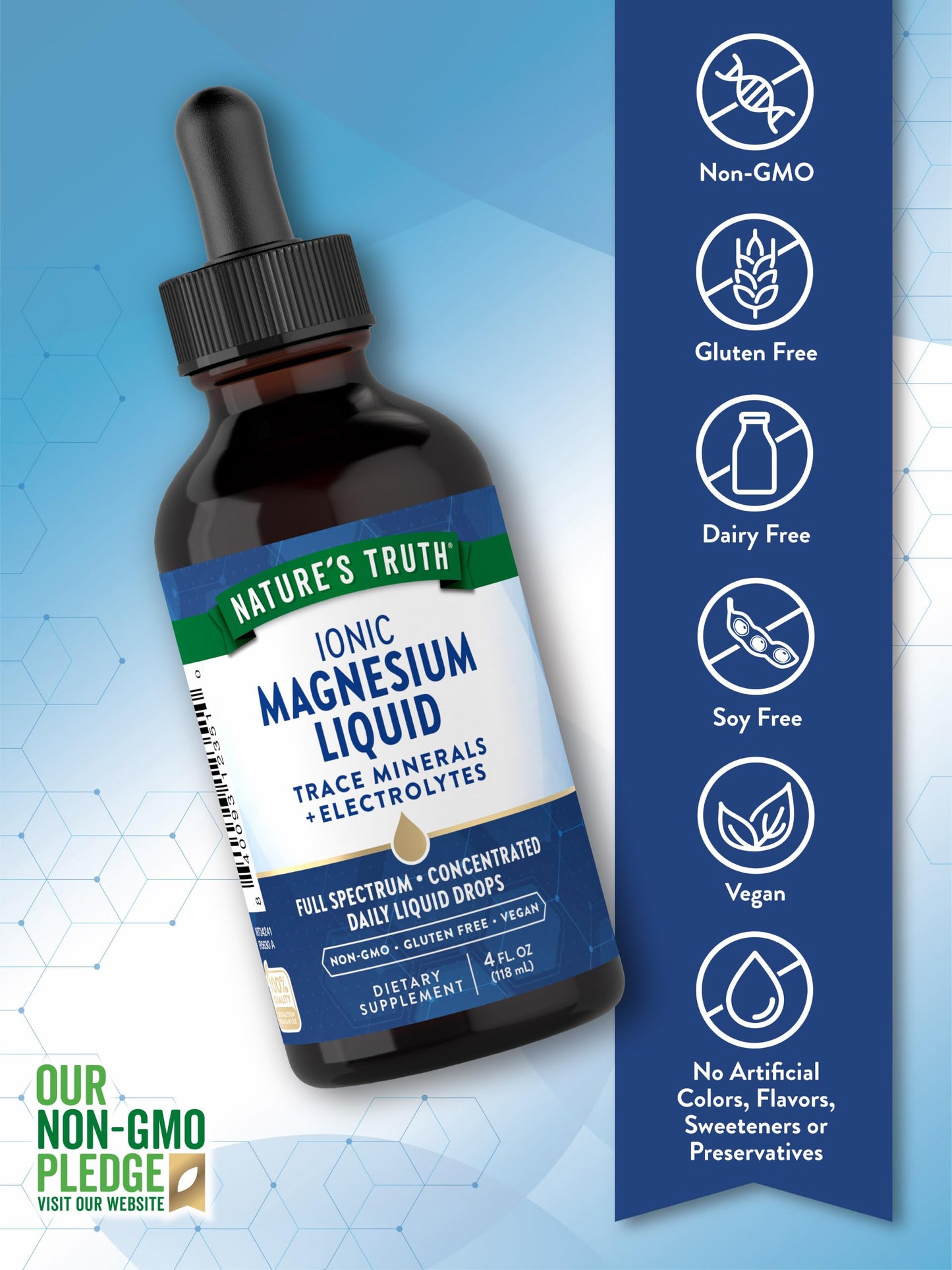 Nature's Truth Ionic Magnesium Liquid Drops | 200mg | 4 Fluid Ounces | with Electrolytes & Trace Minerals | Vegan, Non-GMO & Gluten Free Supplement