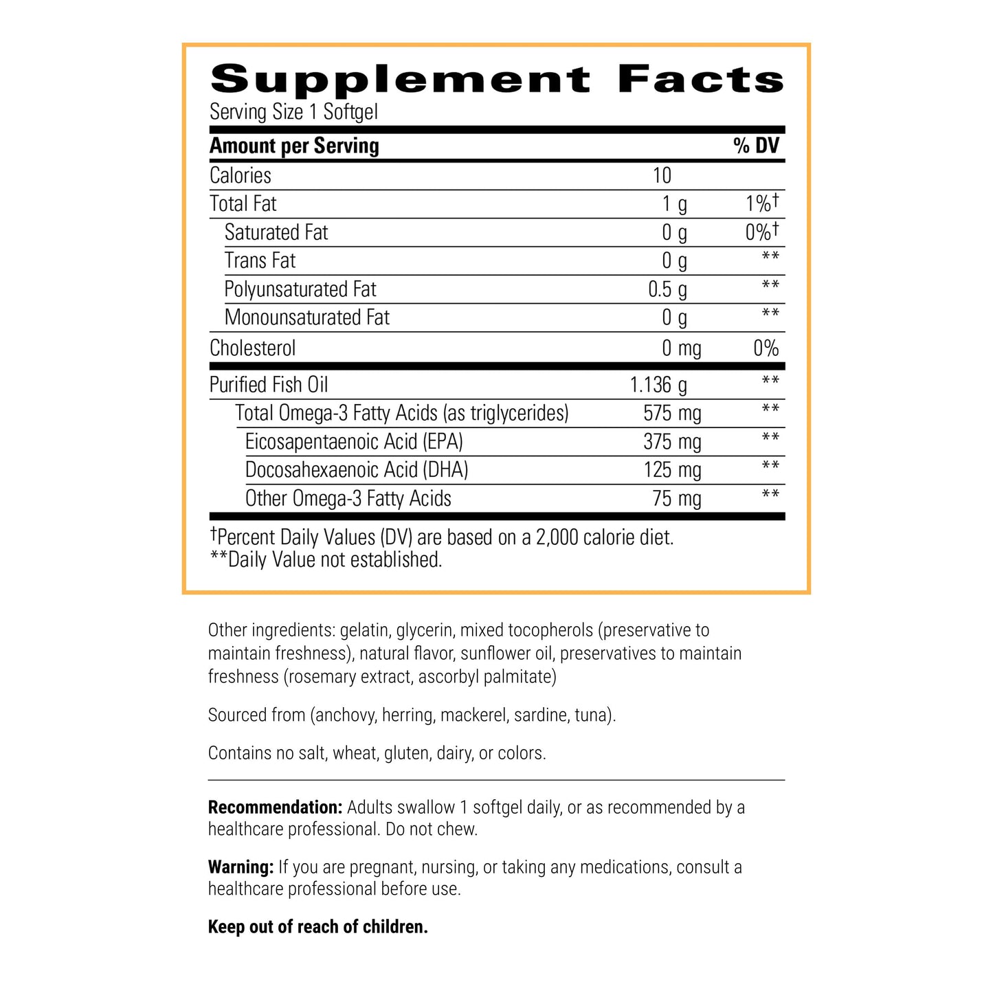 Integrative Therapeutics - Pure Omega HP Fish Oil Softgels - 575 mg Omega 3 Fatty Acids with EPA and DHA - Fish Oil -Sustainably Sourced - 120 Count
