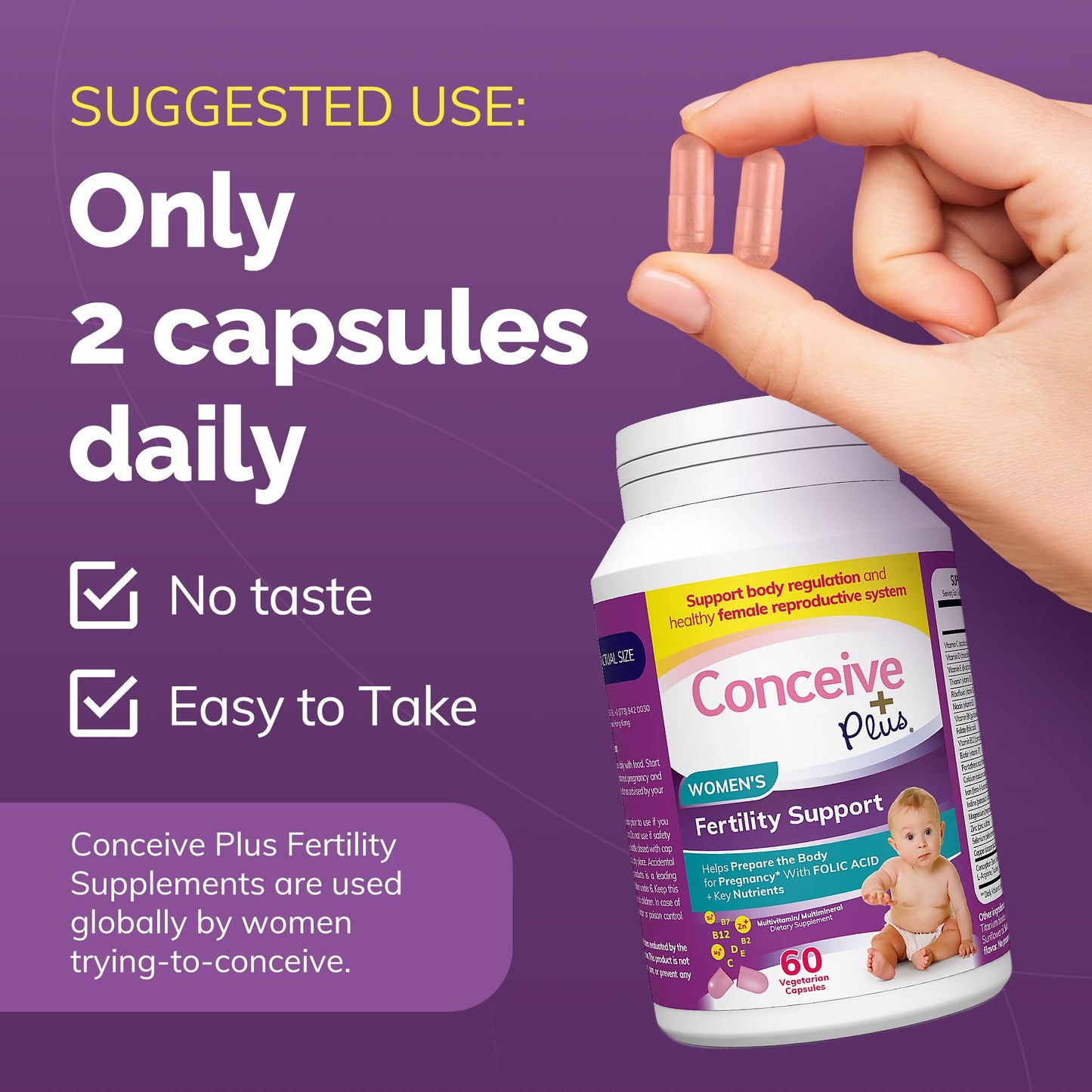 Pre-Order | Arrives in 5–10 Days – CONCEIVE PLUS Ovulation + Women's Fertility Combo, Supports Fertility and Ovarian Regulation, 60 + 120 Capsules