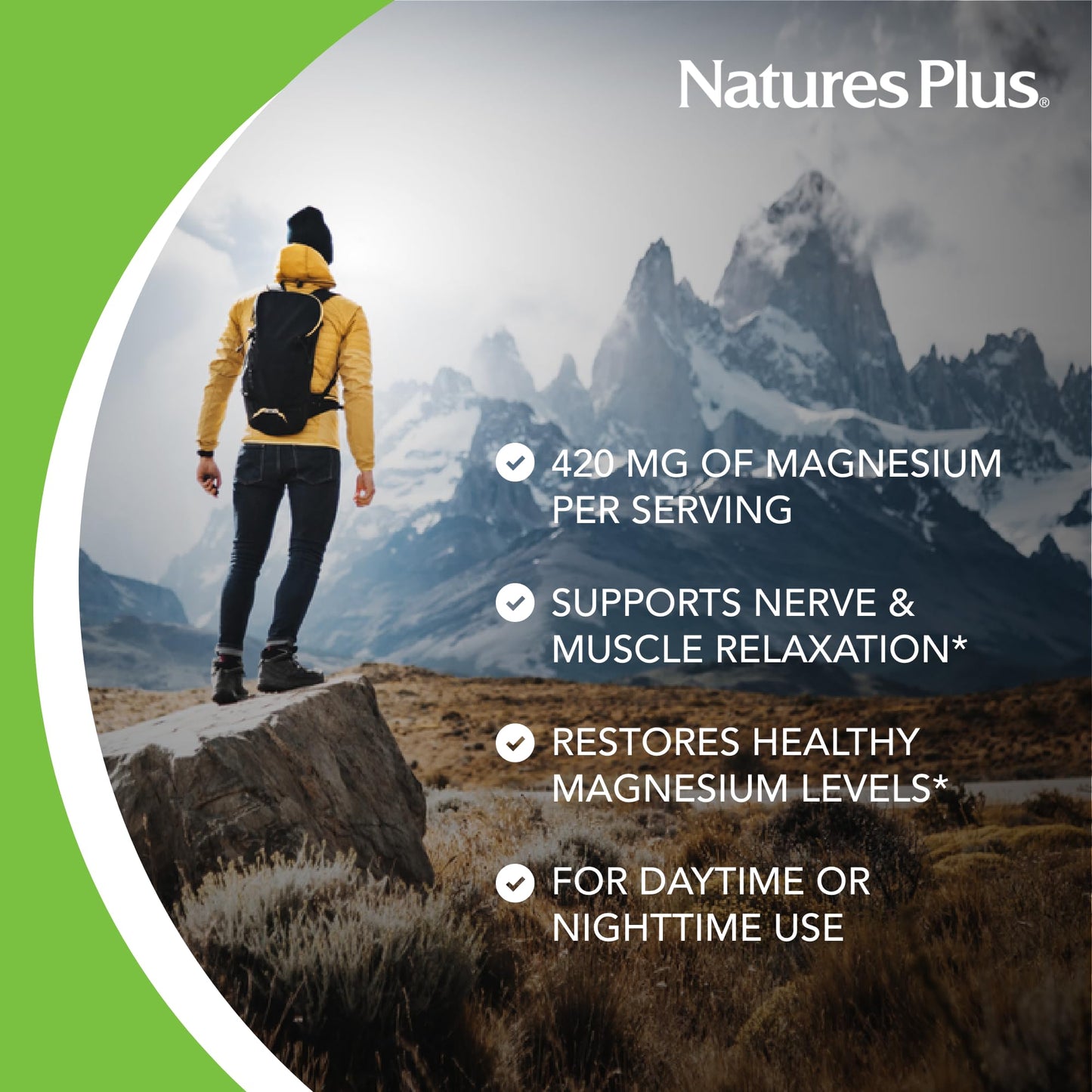 NaturesPlus Kalmassure Magnesium - 400 mg, 90 Vegan Capsules - Natural Stress Relief Supplement, Supports Nerve and Muscle Relaxation - Vegetarian, Gluten-Free - 30 Servings