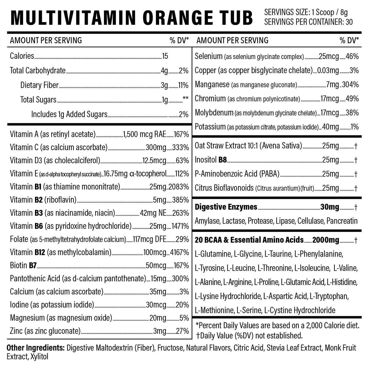 Multivitamin Powder - Keto Drink Mix for Men Women BCAA Amino Acids Won’t Upset Your Stomach - Keto Vegan Multivitamin with Electrolytes Super B Complex Digestive Enzyme (Orange Burst)