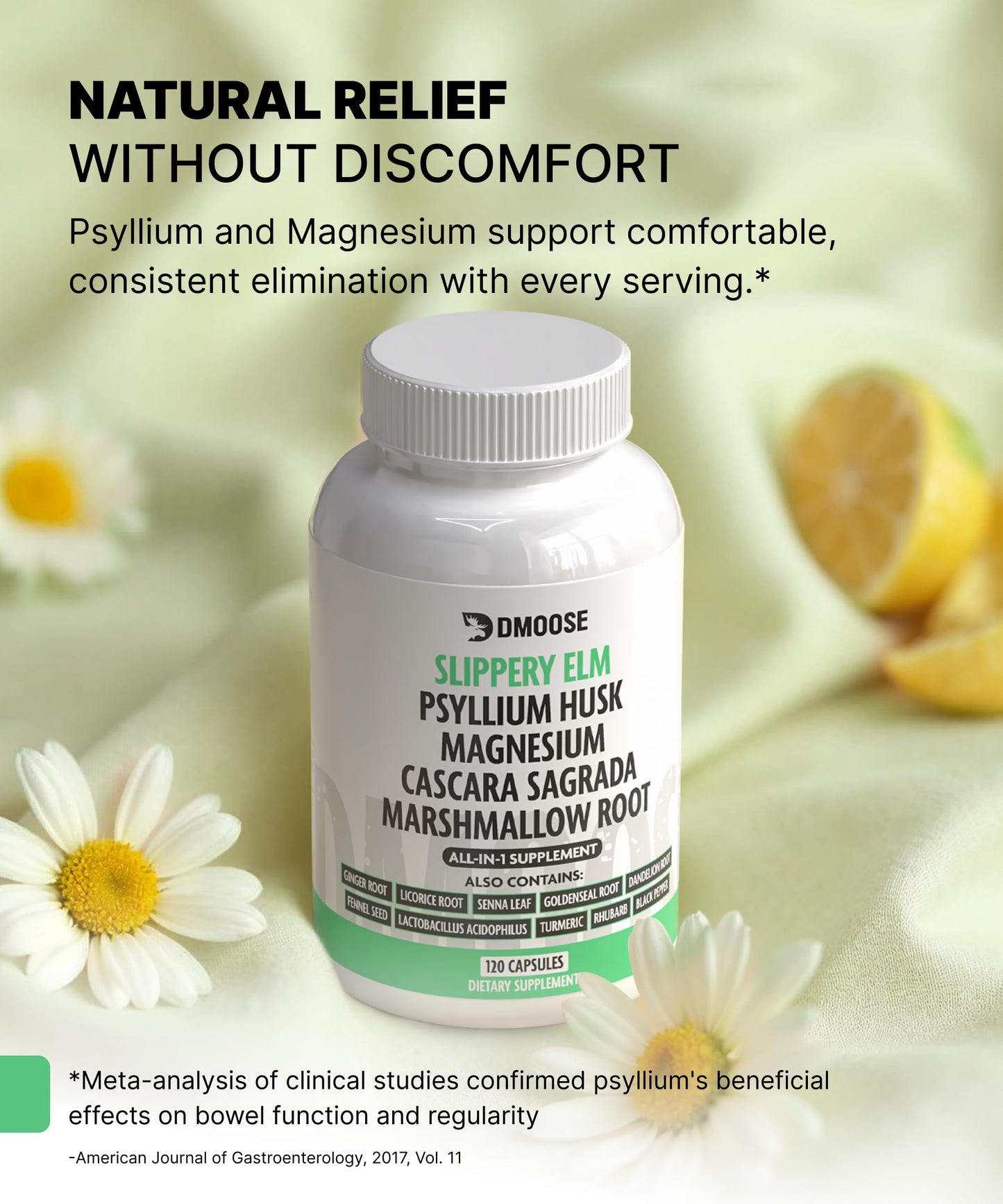 16 in 1 Slippery Elm Bark for Women & Men - Digestive Health & Leaky Gut Wellness Supplement - Probiotic, Psyllium Husk, Cascara, Magnesium & Marshmallow Root Complex - DGL Licorice Extract Capsules