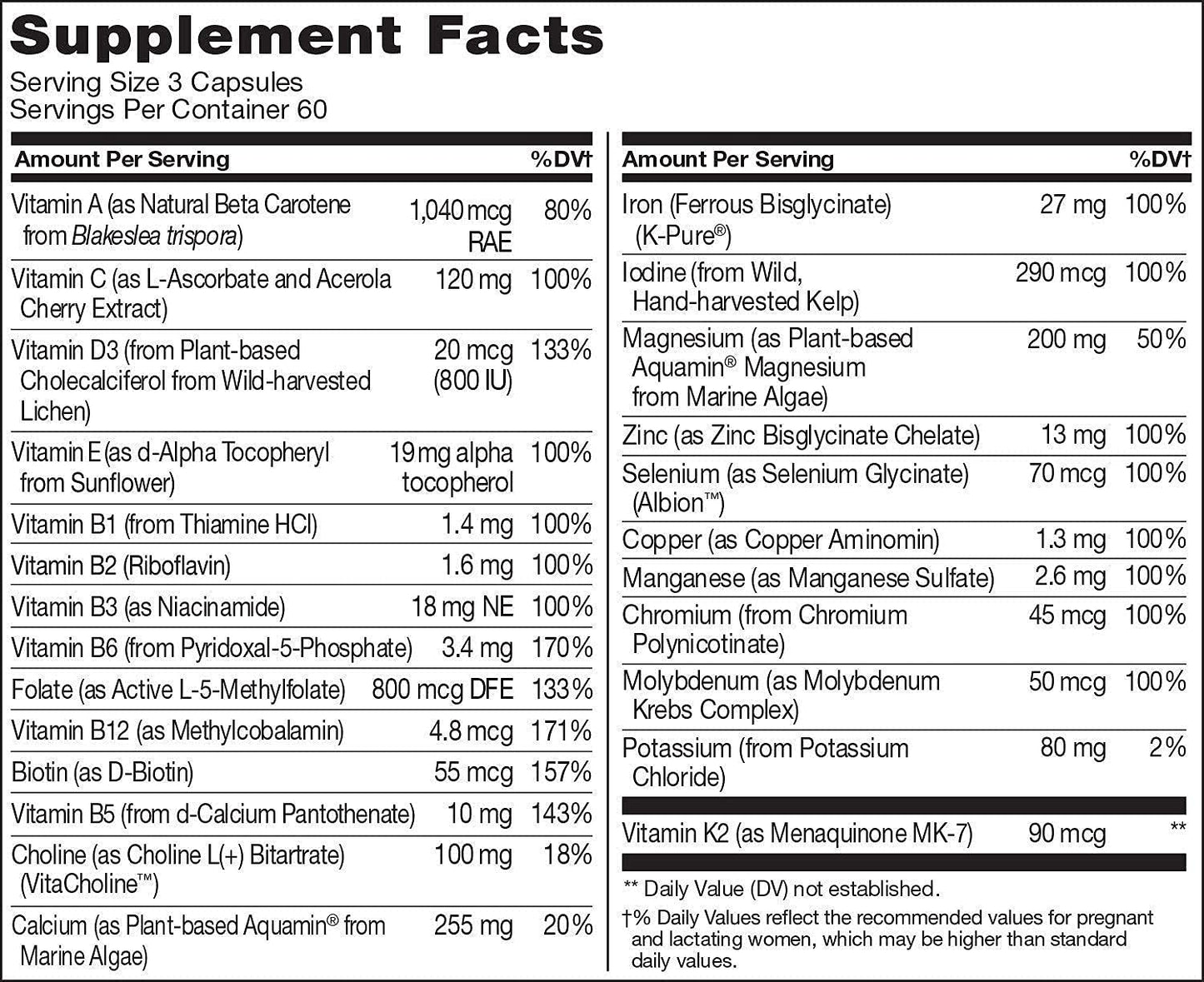 NATURELO Prenatal Multivitamin 180ct Vegan DHA 120ct