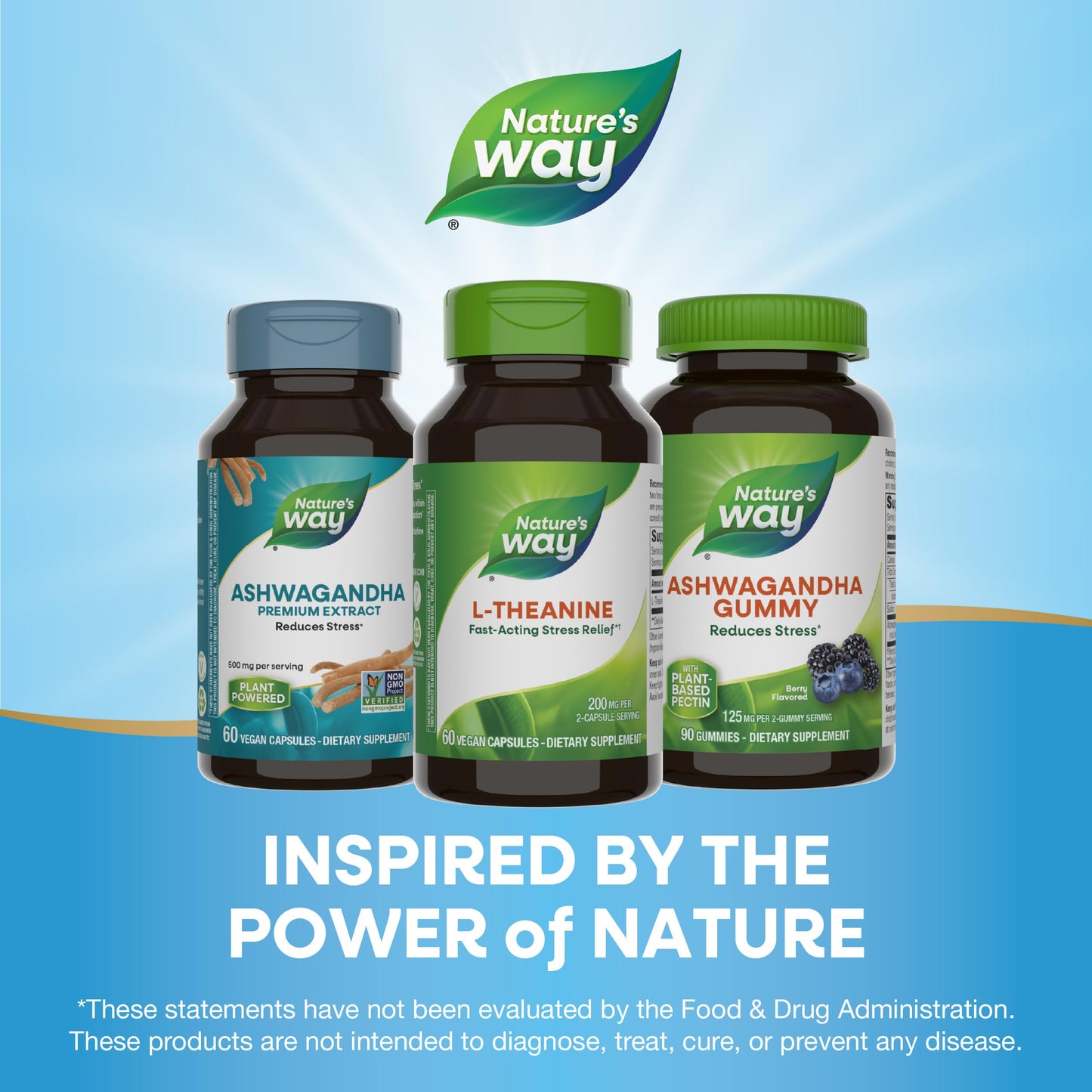 Nature's Way L-Theanine, Stress Support*, Promotes Relaxation*, 200 mg per 2-Capsule Serving, Vegan, 60 Capsules