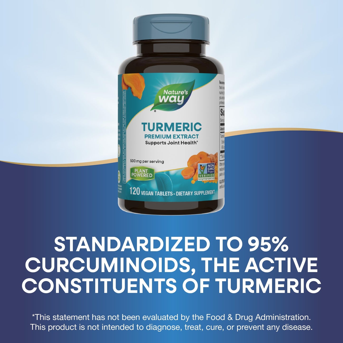 Nature's Way Turmeric Premium Extract - Supports Joint Health* - Non-GMO Project Verified - 500 mg per Serving - Joint Supplement Turmeric Tablets* - Gluten Free - 120 Tablets