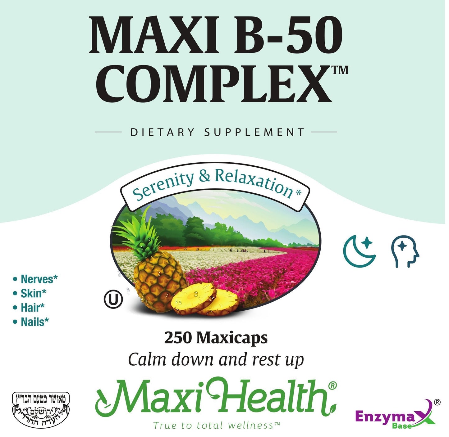 Maxi Health Stress Relief Vitamin B Complex for Women and Men, Vitamin B6, B12, Biotin, Inositol, Folate, Vegan, Gluten & Soy & Milk Free, Kosher, Unflavored, 100 Count