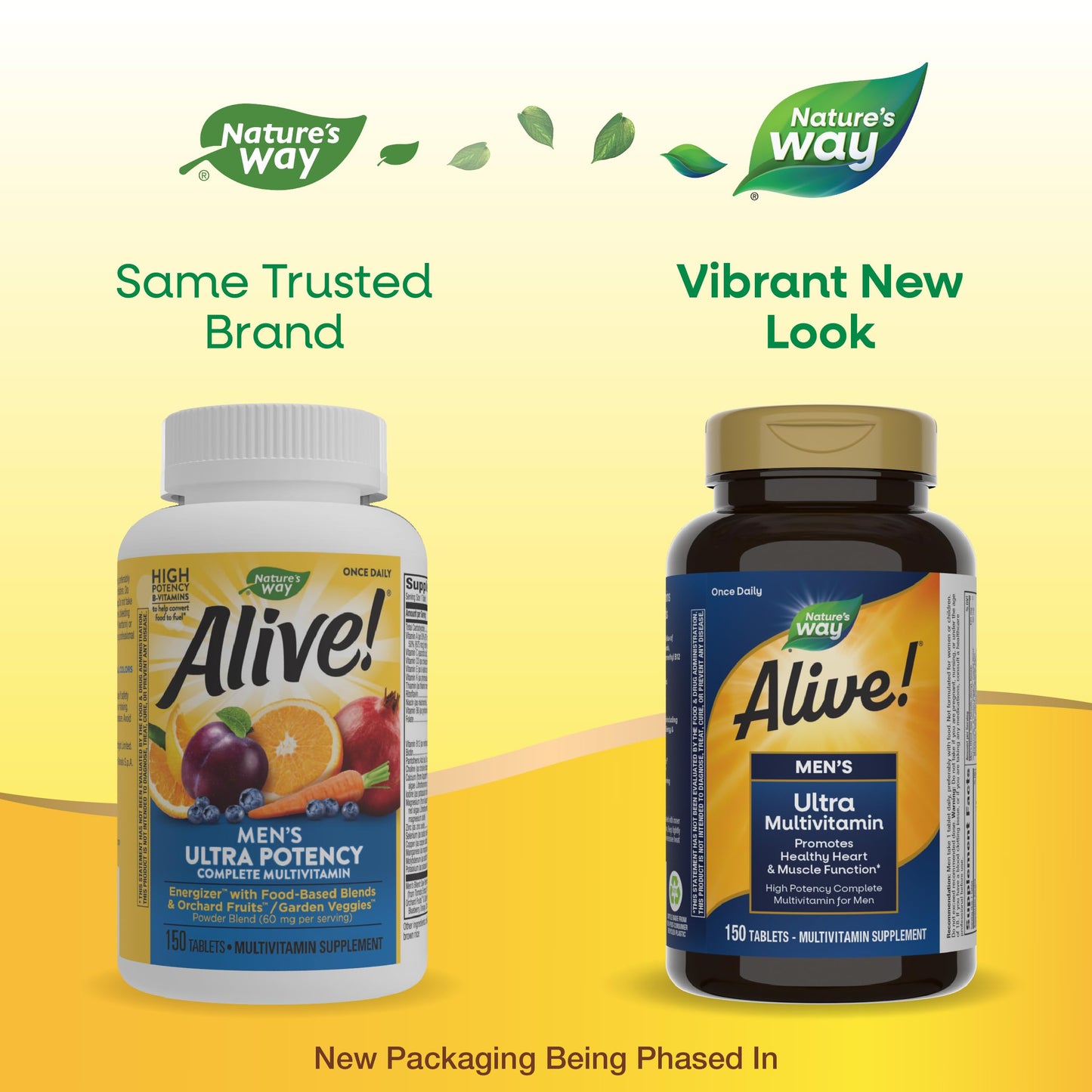 Nature's Way Alive! Men's Daily Ultra Multivitamin, Promotes Healthy Heart & Muscle Function*, with B-Vitamins Including Methylated B12, Gluten Free, 150 Tablets (Packaging May Vary)