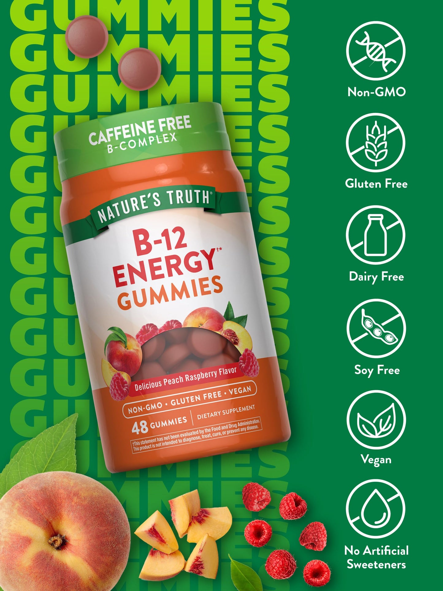 Nature's Truth Vitamin B Complex Gummies | 48 Count | with B-Vitamins, L-Carnitine & Ashwagandha | Vegan, Non-GMO & Gluten Free Supplement