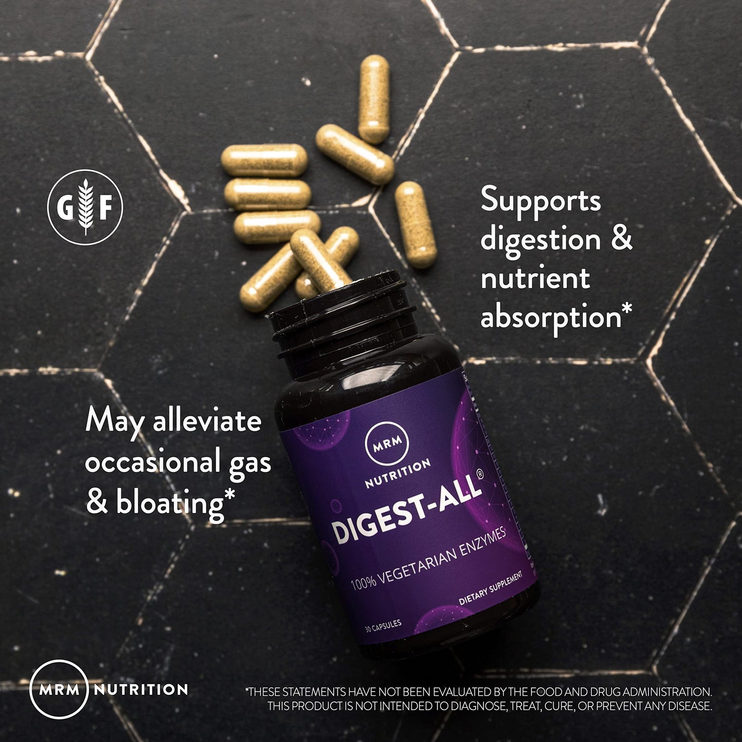 MRM Nutrition Digest-All ® | Digestive Enzymes | Improved Digestion and Absorption | Lactase + Amylase + Lipase| May Help with Bloating and Gas| 100% Vegetarian | Gluten-Free | 50 Servings