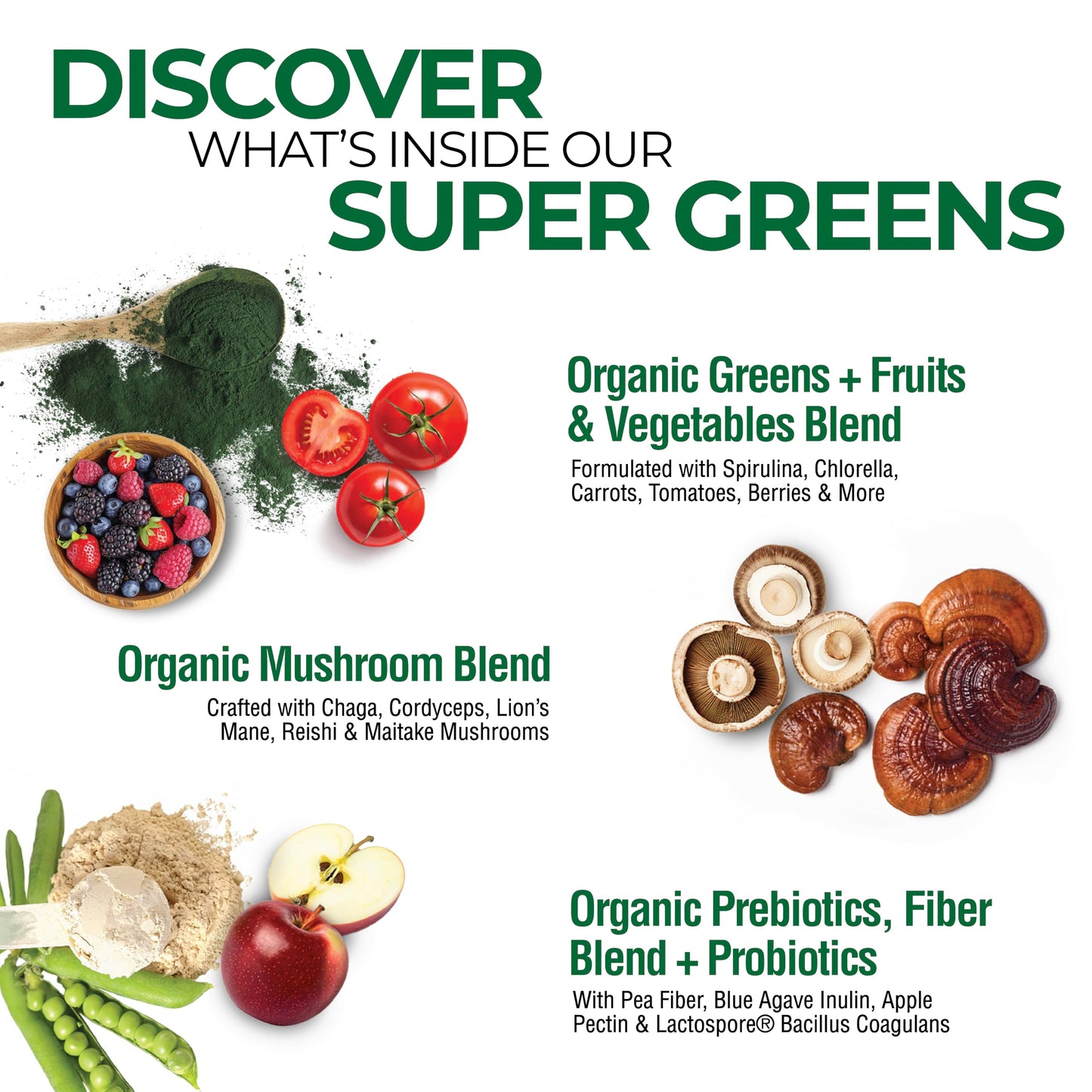 Pre-Order | Arrives in 5–10 Days – COUNTRY FARMS Organic Super Greens Natural Flavor, 50 Organic Super Foods, Packed with Fiber, USDA Organic Drink Mix, Fruits, Vegetables, Mushrooms & Probiotics, Supports Energy, 6g Fiber