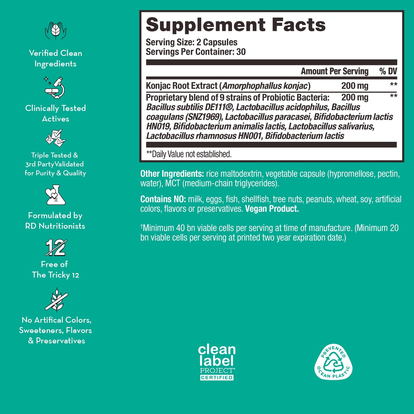 HUM Skin Squad - Probiotic Supplement for Clear Skin & Gut Health - Microbiome Probiotics for Breakouts (60-Count)