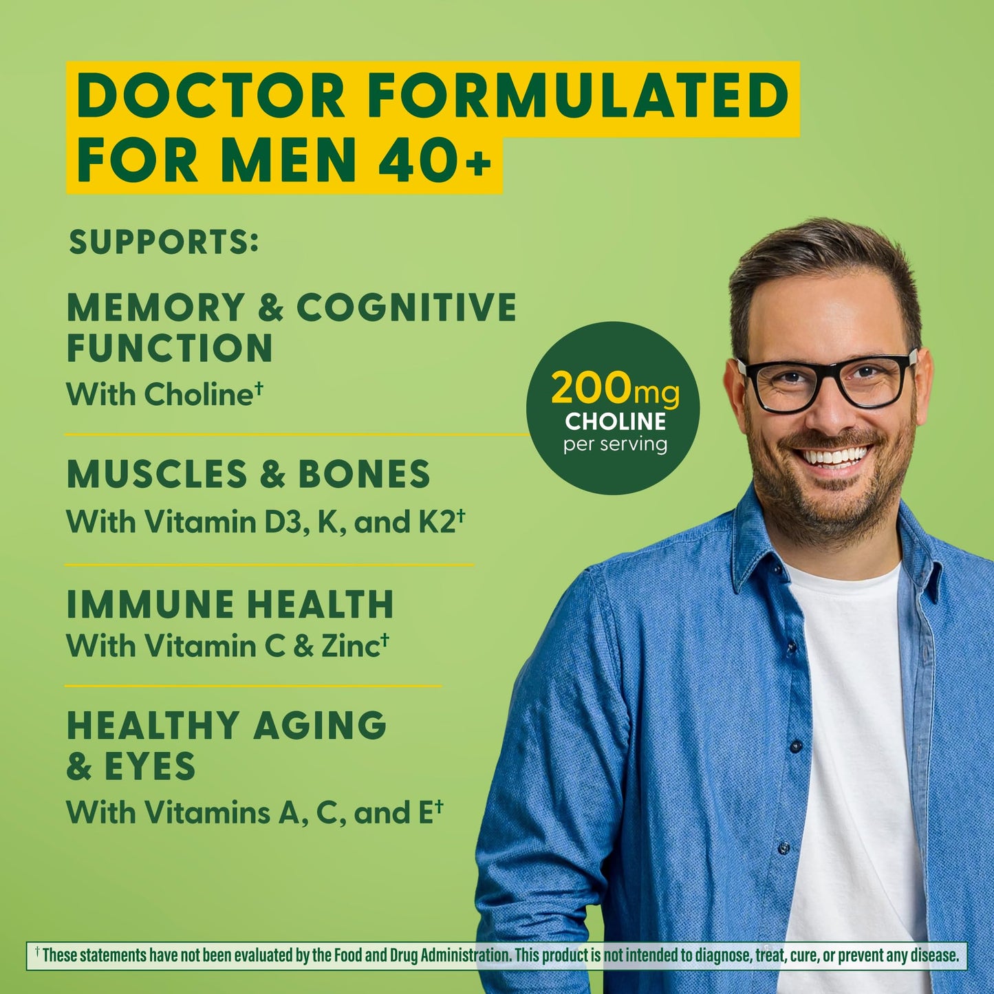 MegaFood Men's 40+ Advanced Multivitamin for Men - Dr-Formulated - Choline, Vitamin B, Vitamin C, Vitamin D, Zinc & Real Food - Brain Health, Immune Support - Vegetarian - 120 Tabs (60 Servings)