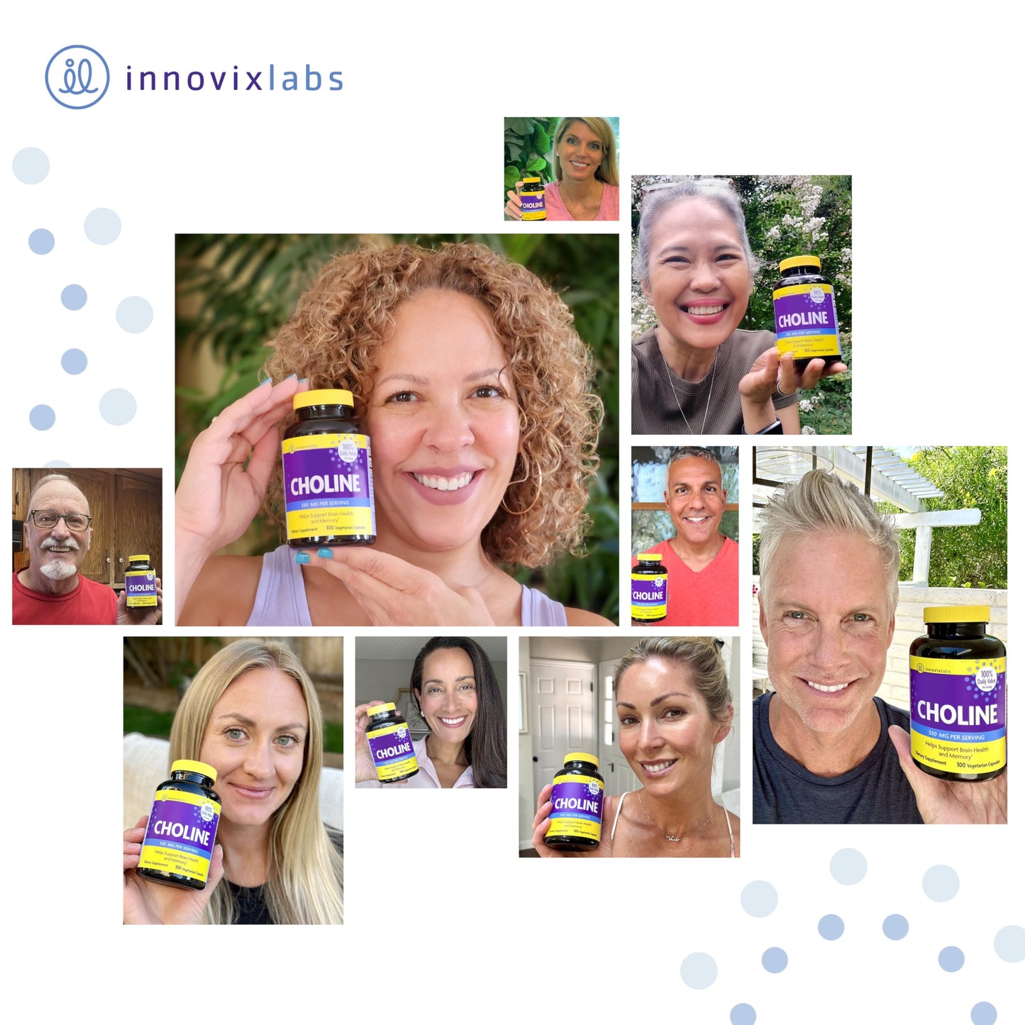 InnovixLabs Choline Supplement 550mg Pure Choline Bitartrate for Brain Health, Focus, Memory, Cognitive Development, Fatty Liver and Mood Support for Women and Men, 100 Capsules