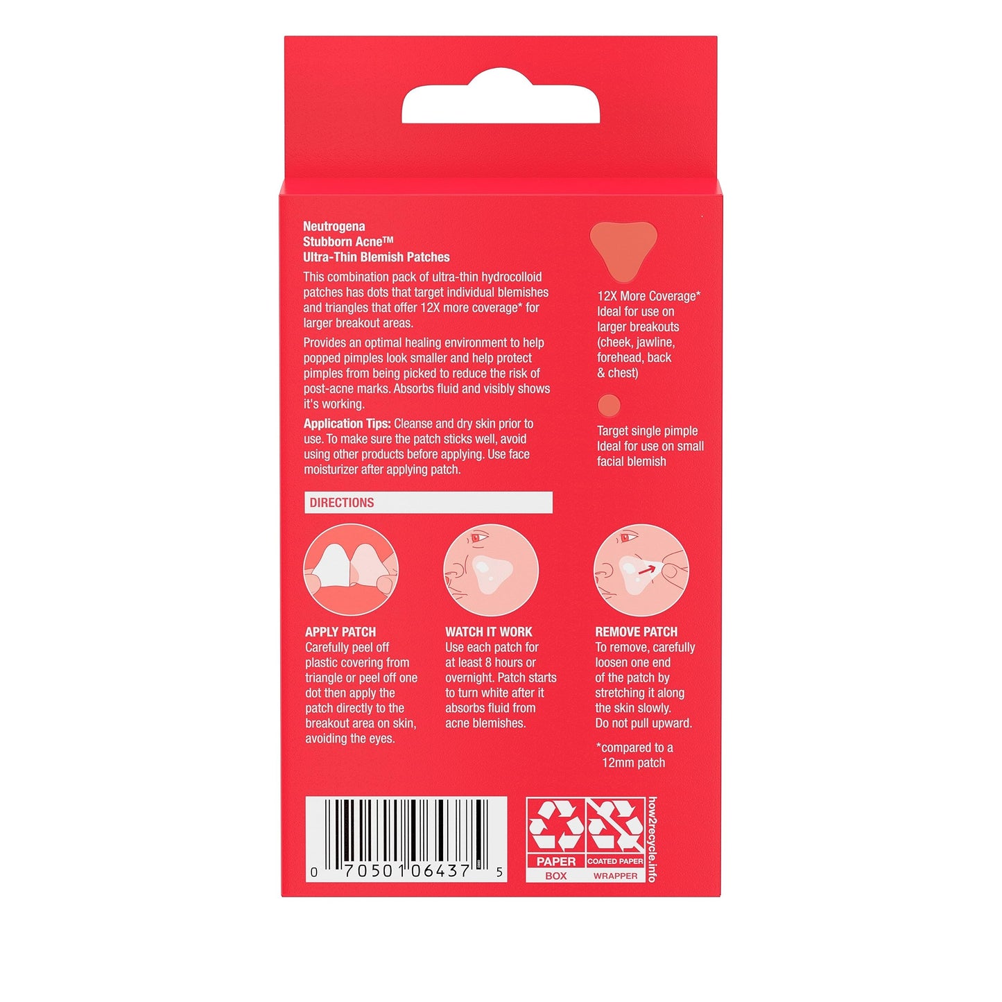 Neutrogena Stubborn Acne Ultra-Thin Blemish Patches, Acne Pimple Patches, Ultra-Thin Hydrocolloid Facial Stickers, Suitable for all Skin-Types, 16 Patches