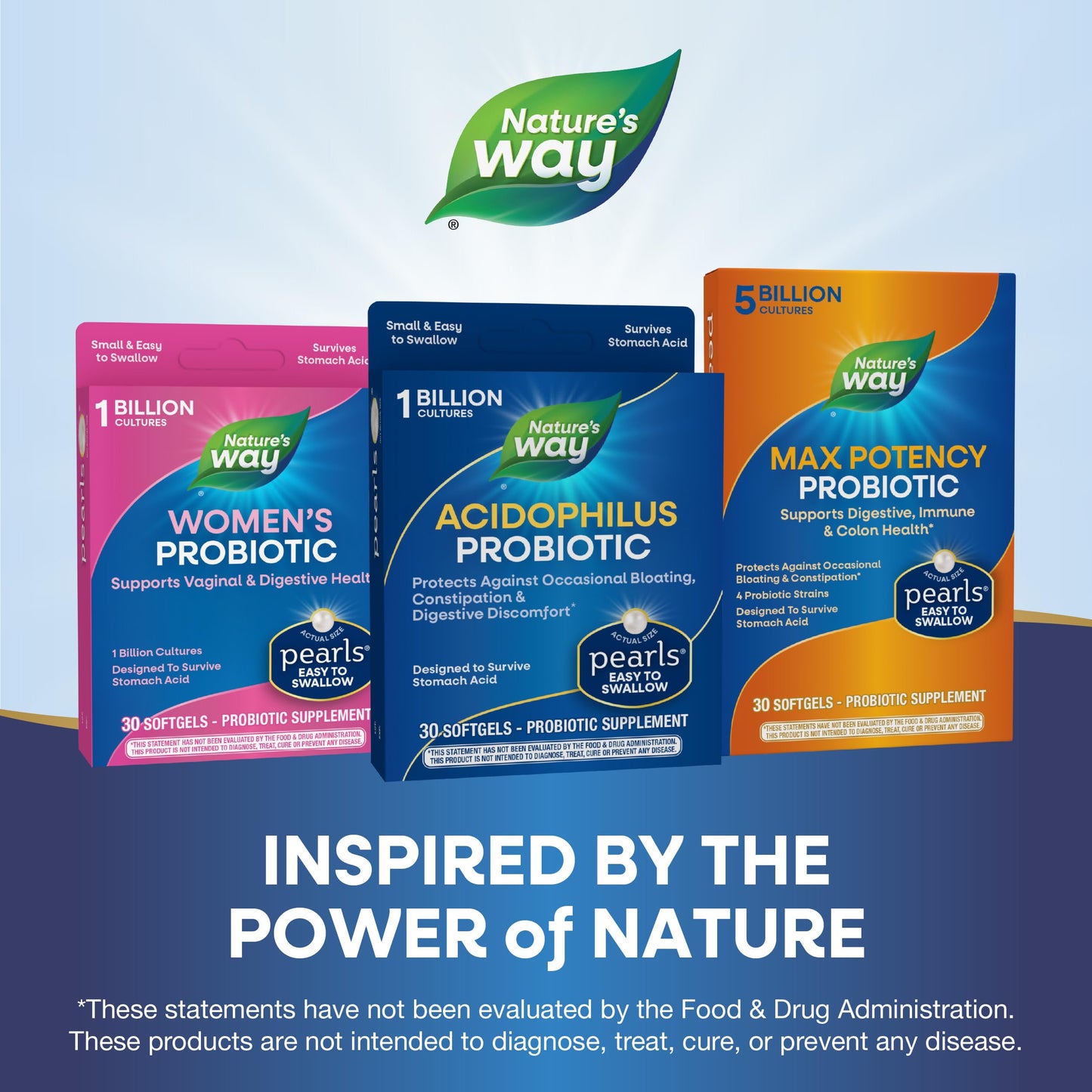 Nature's Way Acidophilus Probiotic Pearls, Supports Digestive Balance and Gut Health*, Protects Against Occasional Constipation and Bloating*, 1 Billion Live Cultures, 30 Softgels