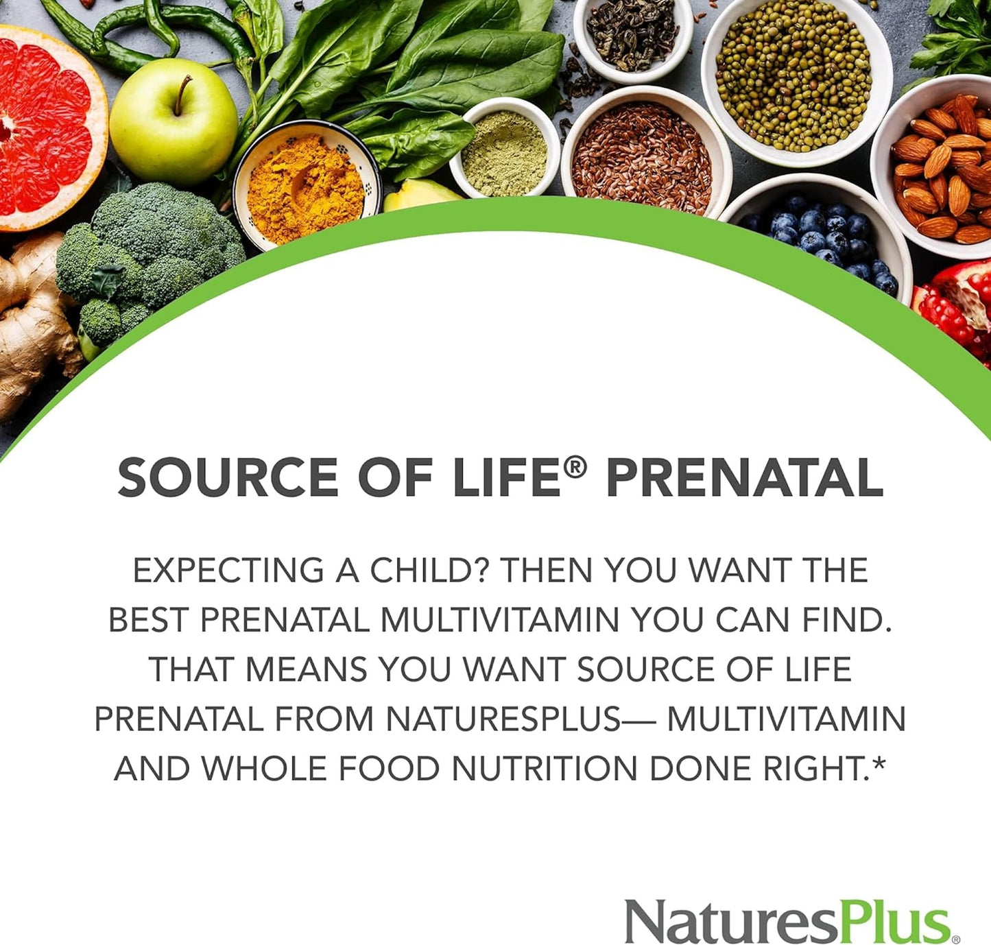 Natures Plus Source of Life Prenatal - 800 mcg Folate, 90 Vegetarian Tablets - All Natural Prenatal Vitamin & Minerals with Iron & Calcium - Optimal Health & Energy - Gluten-Free - 45 Servings