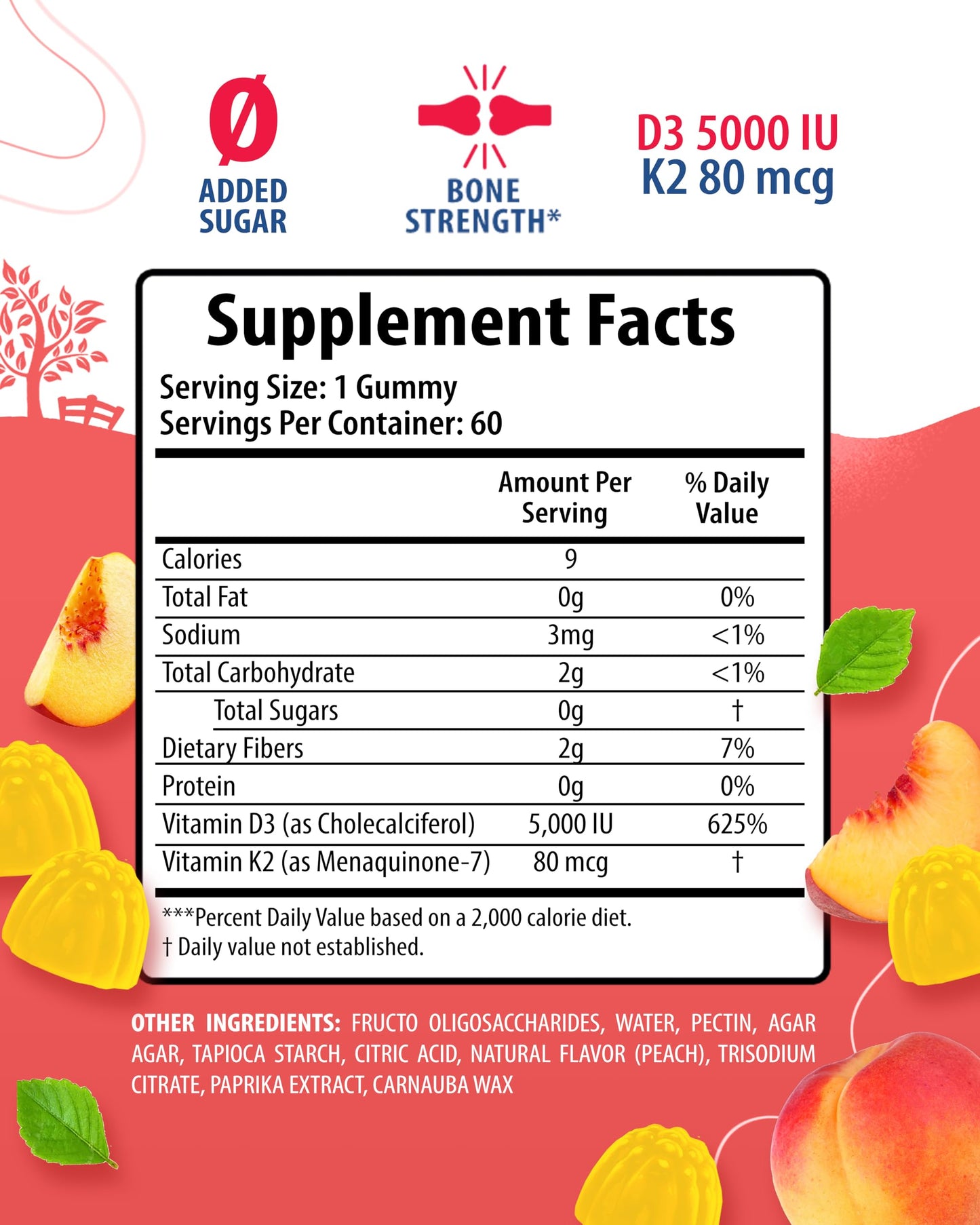 Magnesium Gummies for Kids & Vitamin D3 K2 Gummies 5000 IU - Immune & Bone Support - Sugar-Free Vitamin D Gummy Supplement - High-Absorption, Vegan, Gluten-Free Gummies for Adults