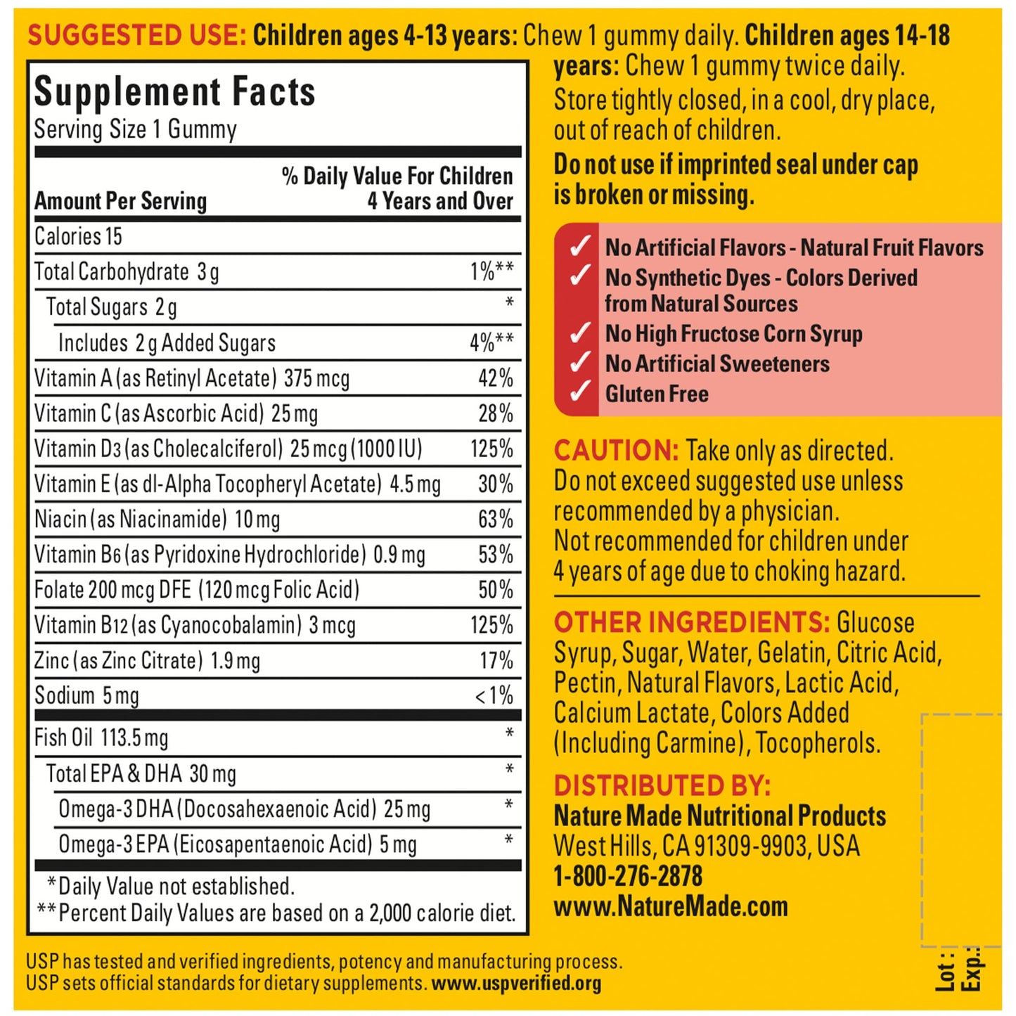 Nature Made Kids First Multivitamin with Omega-3, Kids Vitamins and Minerals for Nutritional Support, 70 Kids Multivitamin Gummies