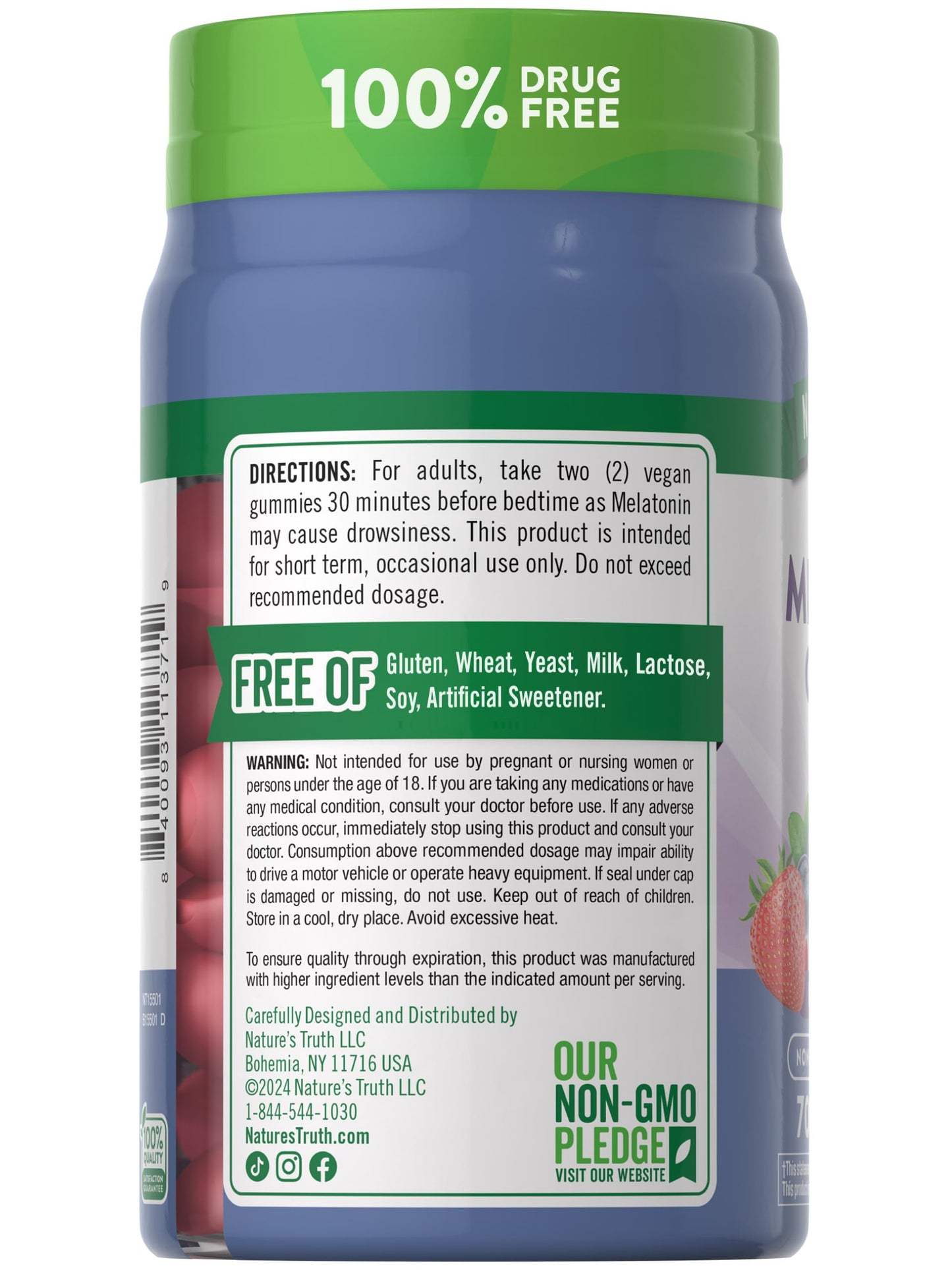 Nature's Truth Melatonin 10mg Gummies | 70 Count | Berry Flavor | Vegan, Non-GMO, and Gluten Free Supplement