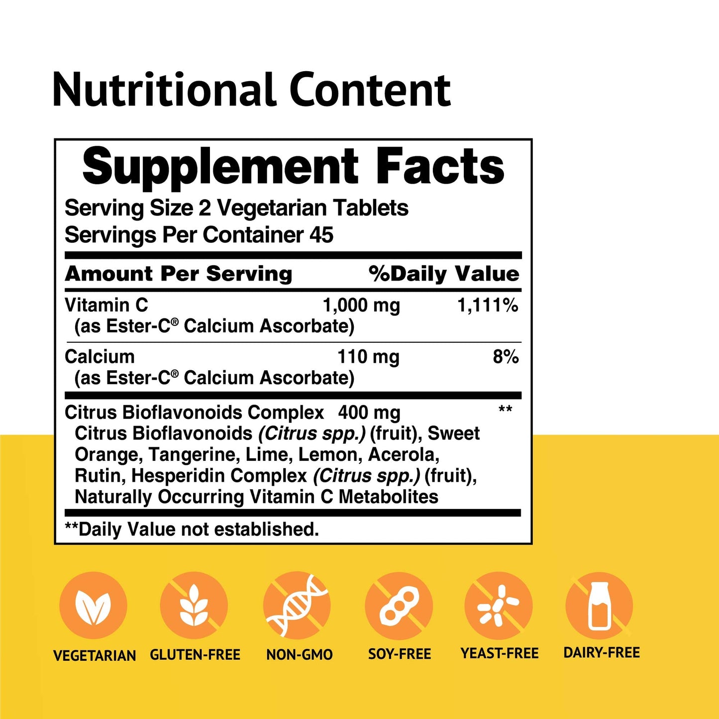 American Health Ester-C With Citrus Bioflavonoids Vegetarian Tablets - 24-Hour Immune Support, Gentle On Stomach, Non-Acidic Vitamin C - Non-GMO, Gluten-Free, Vegan - 500 mg, 90 Count, 45 Servings
