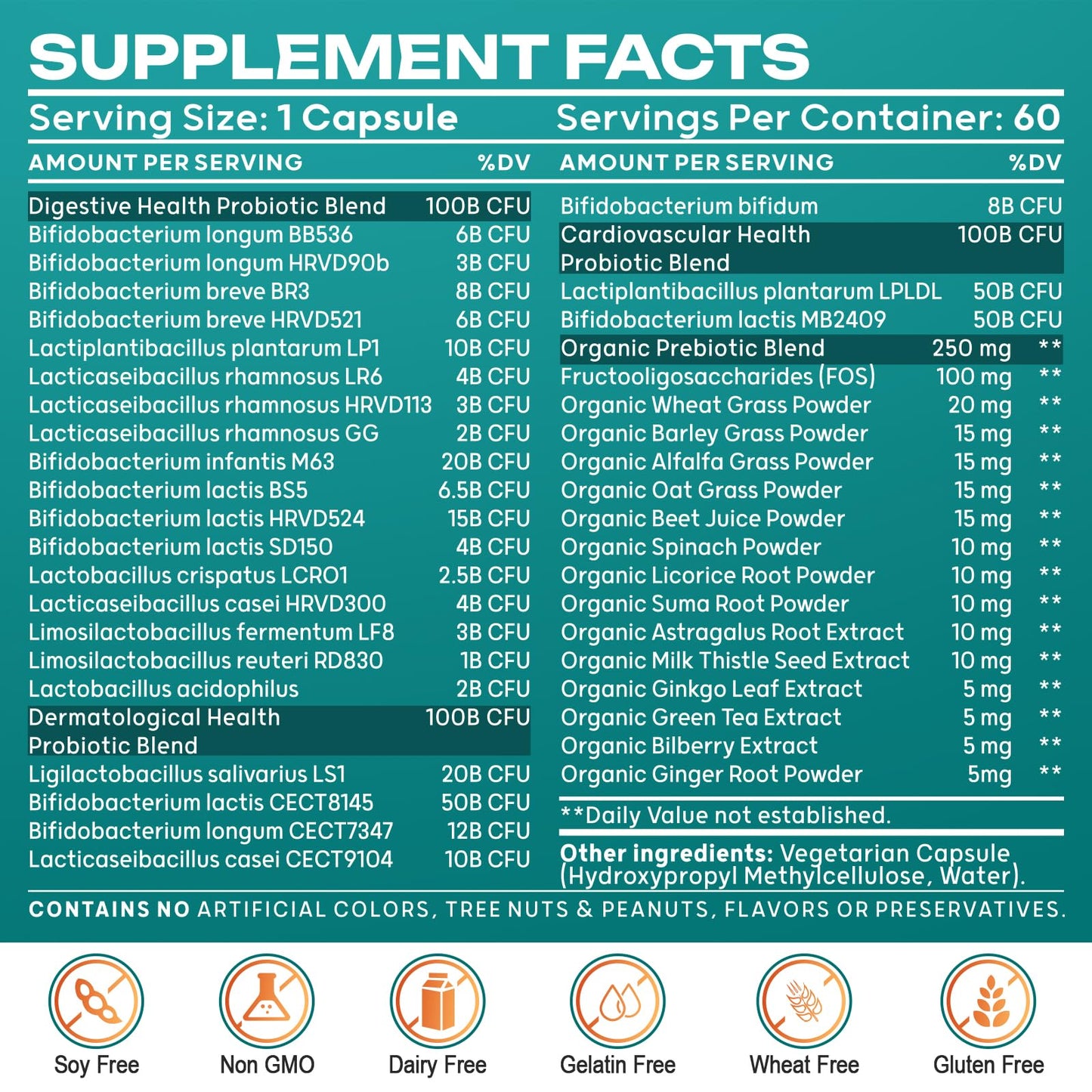 Probiotics for Women & Men - 300 Billion CFU, 24 Strains Probiotic + 15 Organic Herbs Prebiotics Blend, for Overall Digestive Gut Health, Immune, Constipation & Bloating, Shelf Stable - 4 Month Supply