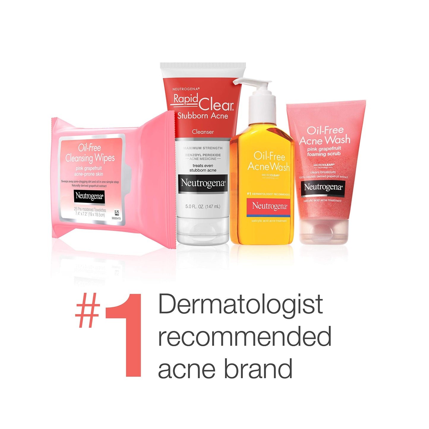 Neutrogena Oil Free Acne Moisturizer, .5% Salicylic Acid Acne Treatment, Pink Grapefruit Face Lotion for Breakouts, Non-Greasy & Non-Comedogenic, 4 fl. oz