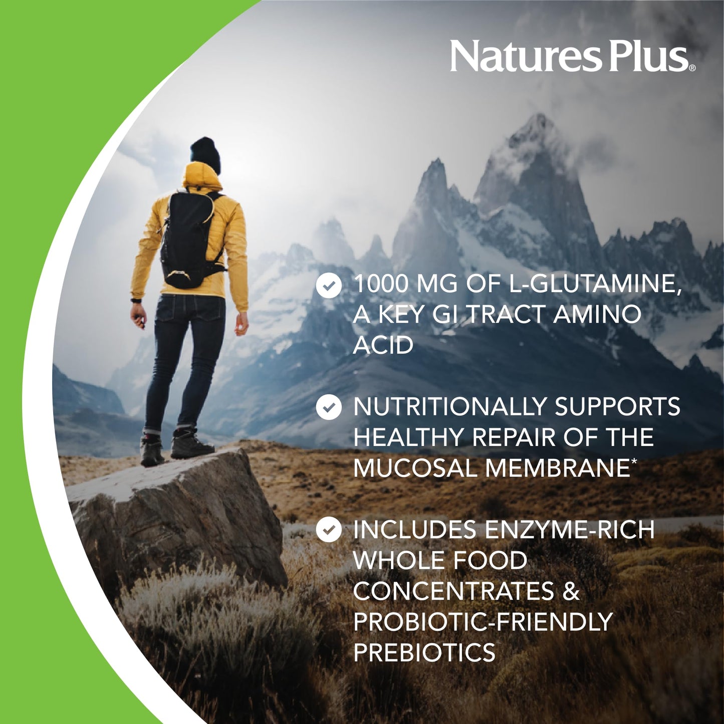 Natures Plus GI Natural Total Digestive Wellness - 90 Bi-Layered Tablets, Pack of 2 - with L-Glutamine, Probiotics, Prebiotics & Enzymes - Gluten Free - 60 Total Servings