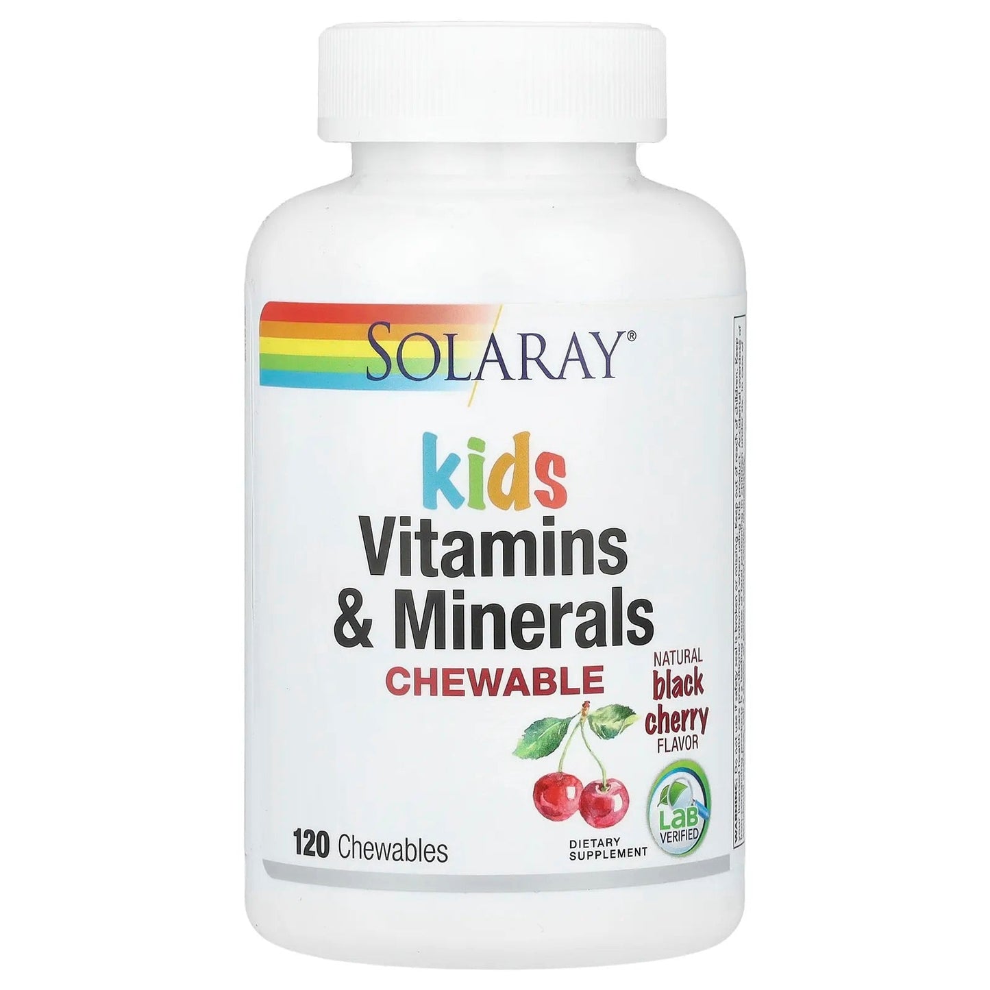 Pre-Order | Arrives in 5–10 Days – Solaray
Kids Vitamins & Minerals Chewable, Natural Black Cherry, 120 Chewables