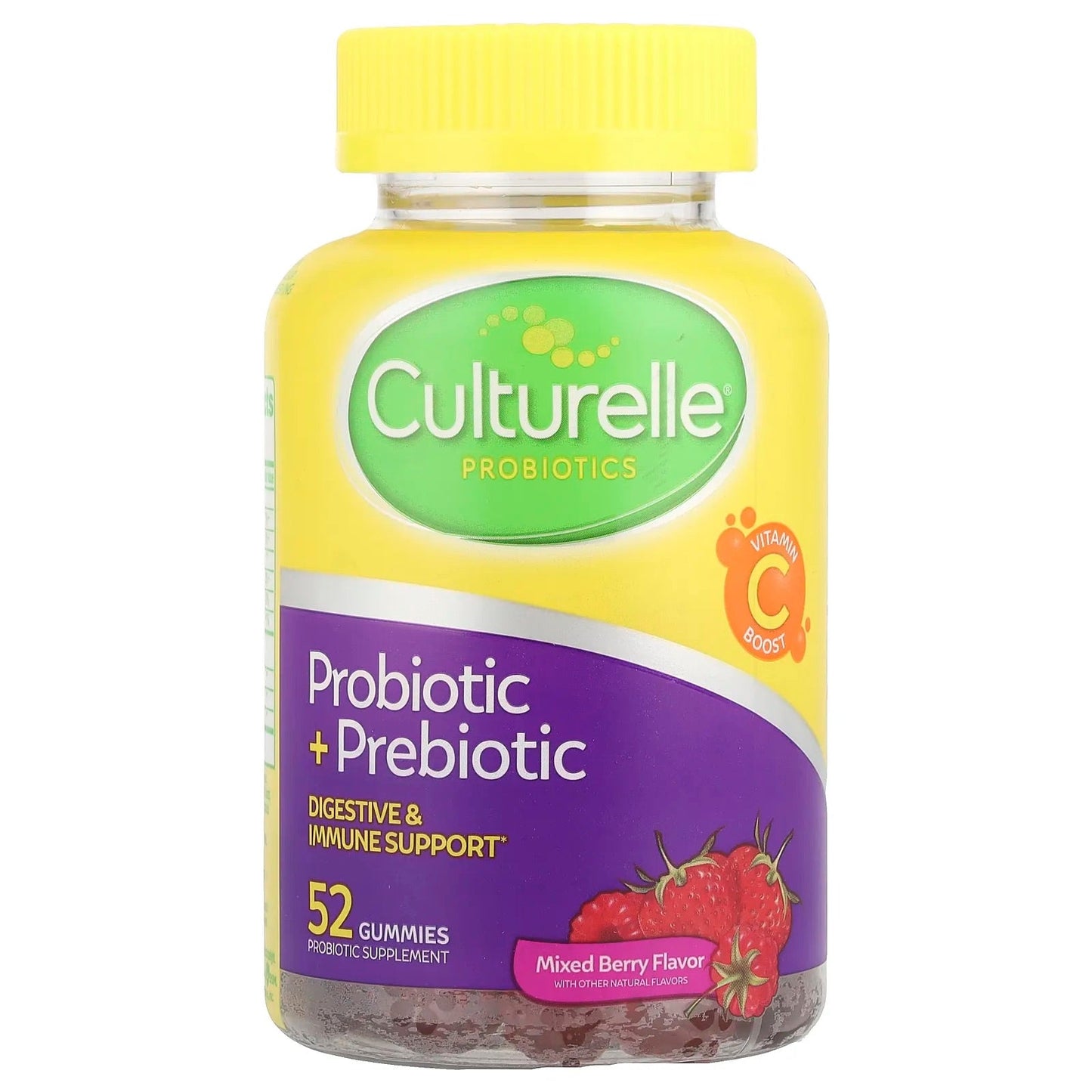 Pre-Order | Arrives in 5–10 Days – Culturelle
Probiotic + Prebiotic Gummies, Mixed Berry, 52 Gummies