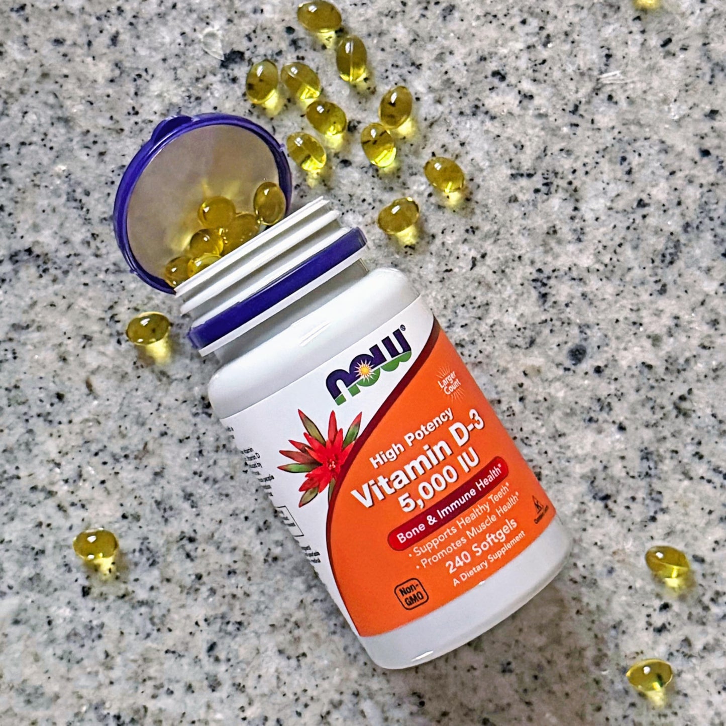 NOW Foods Supplements, Vitamin D-3 5,000 IU, High Potency, Structural Support*, 240 Softgels
