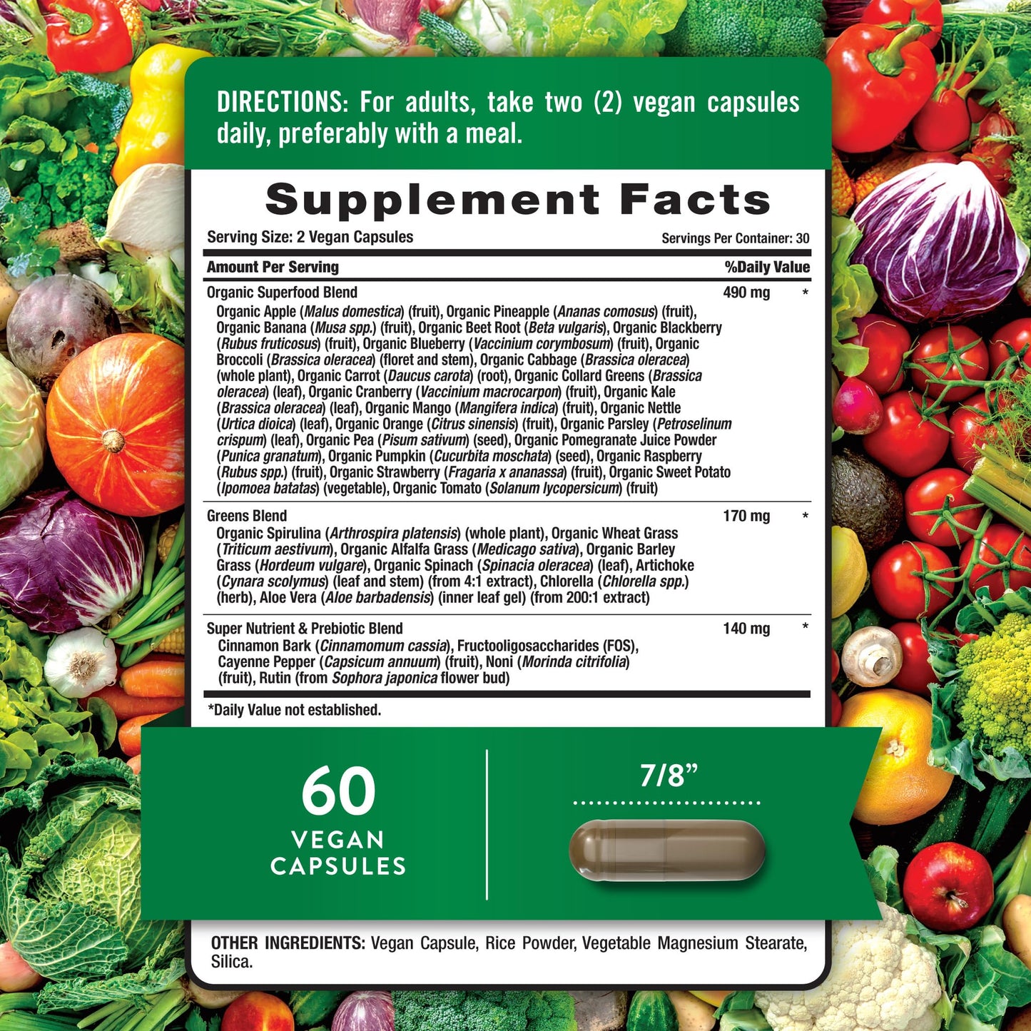 Nature's Truth Super Fruits and Veggies | 60 Vegan Capsules | Vitalizing Antioxidant Superfood Formula | Non-GMO & Gluten Free Supplement