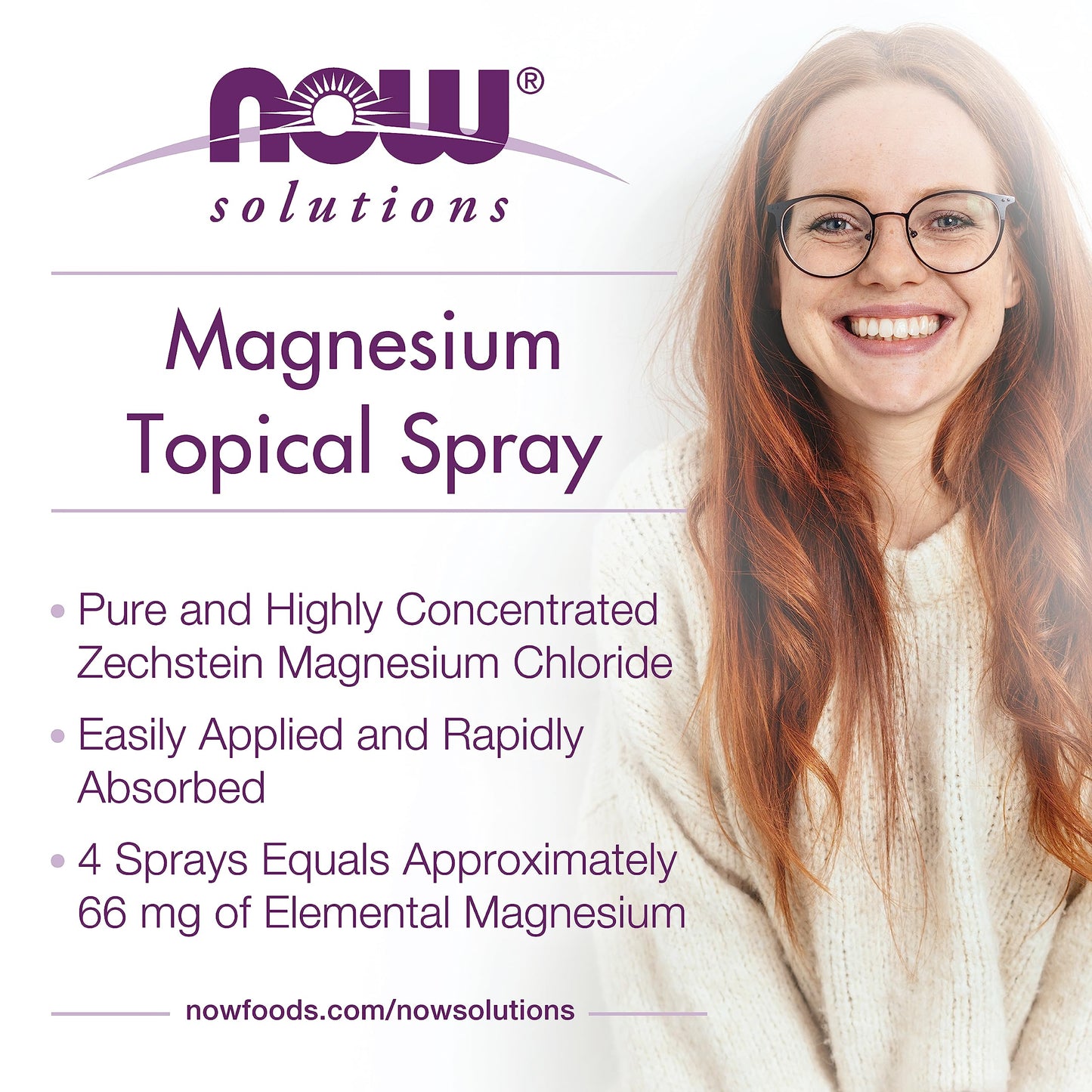 Pre-Order | Arrives in 5–10 Days – NOW Foods Solutions, Magnesium Topical Spray, from the Ancient Zechstein Seabed, Highly Concentrated, 8 Fl Oz (Pack of 1)