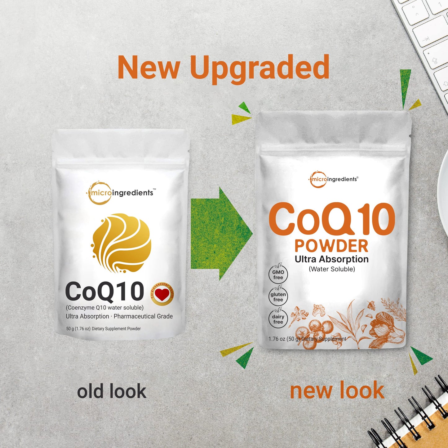 Micro Ingredients Water Soluble COQ10 Supplement (COQ10 200mg Per Serving in Powder Form), 50 Grams (8 Months Supply), Extra Absorption, Supports Heart and Energy Health, Vegan Friendly