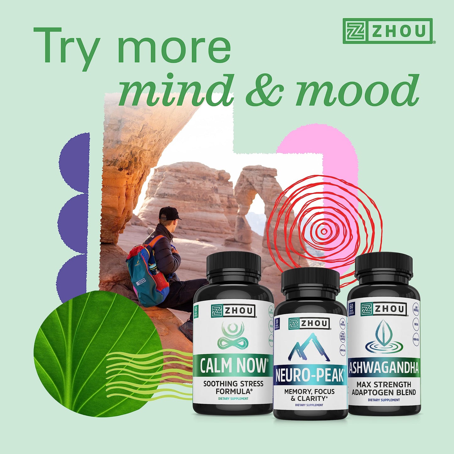 Zhou Driftoff - Nature Inspired Sleep Aid, Valerian Root & Melatonin for Sleep for Men & Women, Calm Sleeping Supplement for Adults with Gaba & Chamomile to Relax - 60 Veggie Capsules