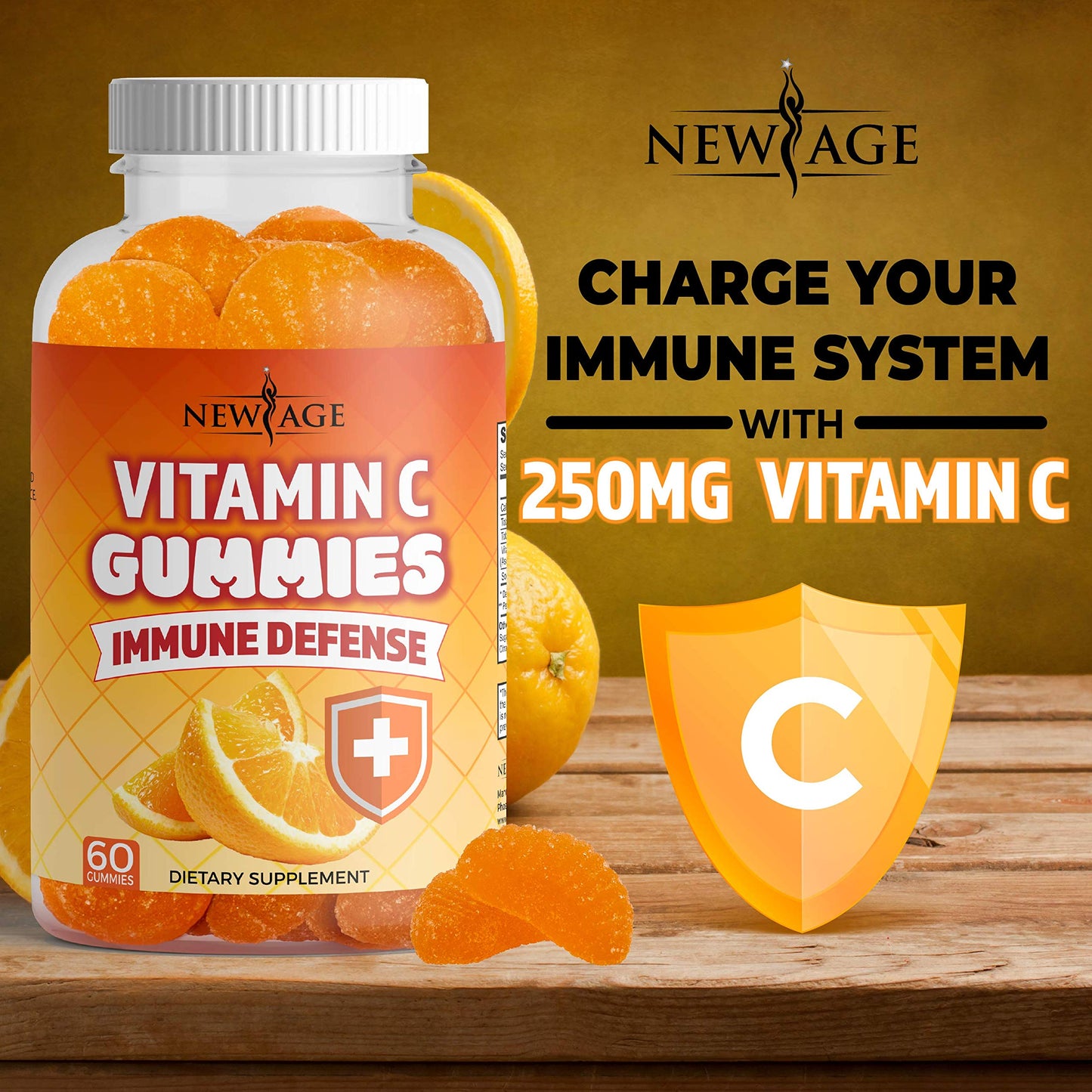 NEW AGE Vitamin C Gummies Orange Vitamin C Gummy - Supports Healthy Immune System - Vegetarian Without Gluten (180 Gummies)