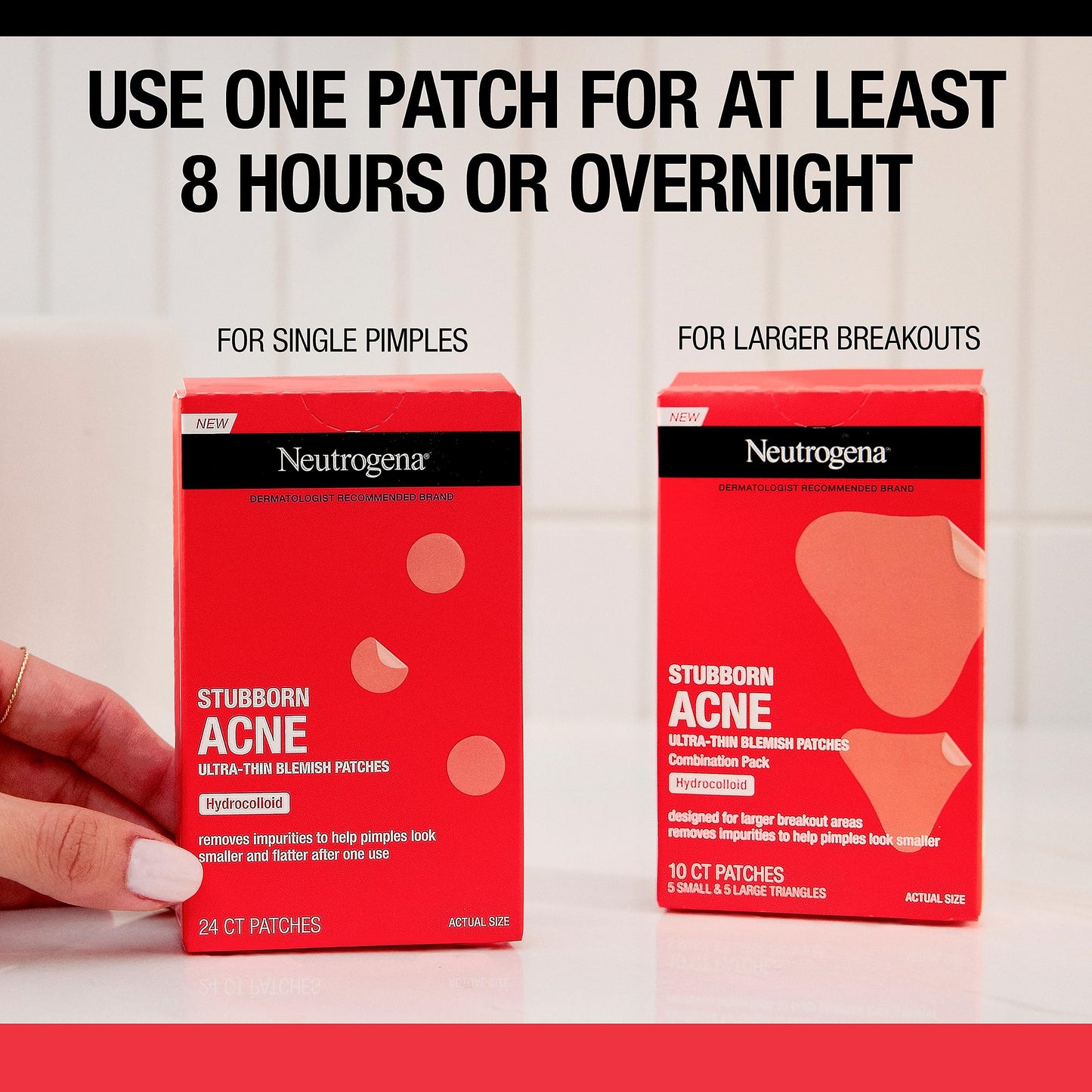 Neutrogena Stubborn Acne Ultra-Thin Blemish Patches, Acne Pimple Patches, Ultra-Thin Hydrocolloid Facial Stickers, Suitable for all Skin-Types, 16 Patches