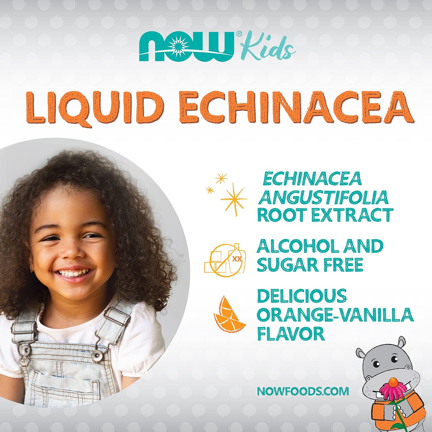 NOW Foods Supplements, Kids Liquid Echinacea with Dropper, Immune System Support, Formulated for Kids, 2 Fl Ounce, packaging may vary