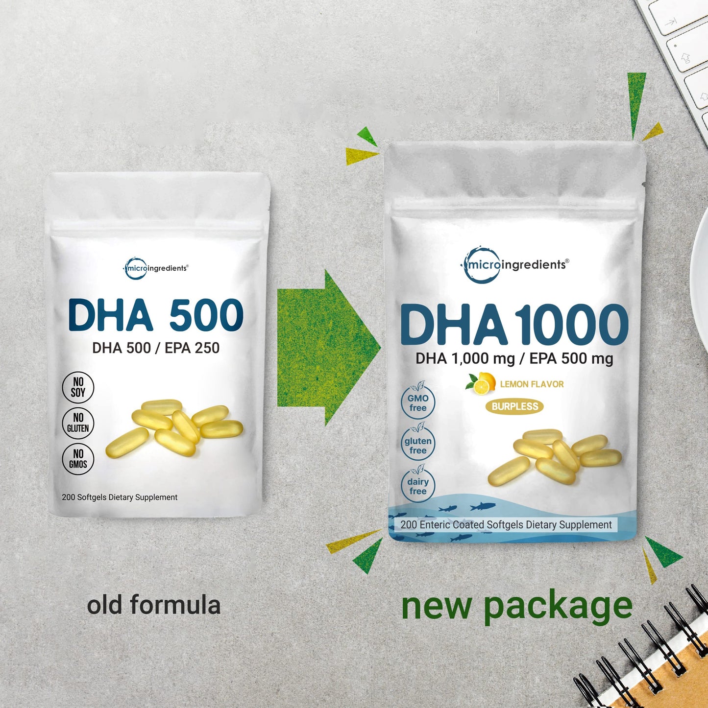 Pre-Order | Arrives in 5–10 Days – Omega 3 Fish Oil DHA Supplements 1000mg with EPA 500mg, 200 Softgels – Lemon Flavored, Burpless (Enteric Coated) | Deep Sea Fresh Fish, Wild Caught from Norwegian Waters | Mercury Free