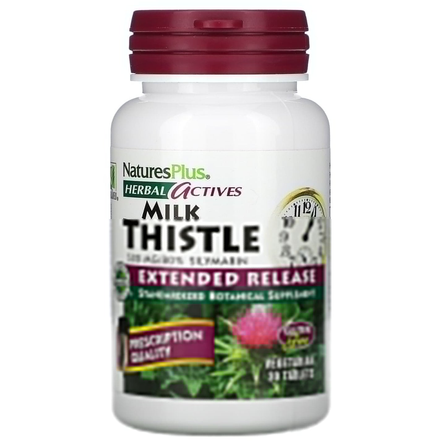 NaturesPlus
Herbal Actives, Milk Thistle, Extended Release, 500 mg, 30 Tablets
