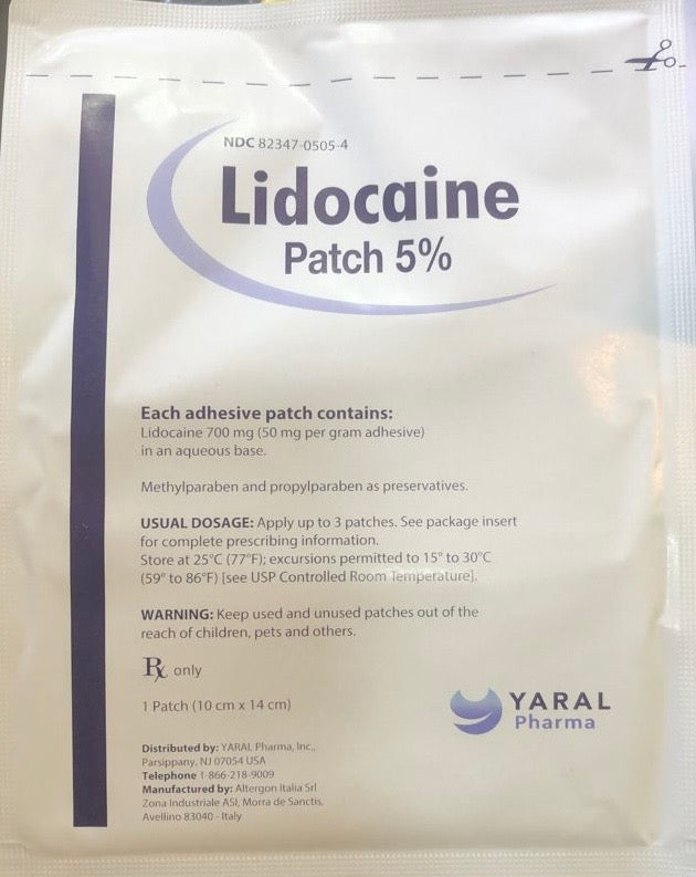 LIDOCAINE PATCH 5% (YARAL PHARMA)