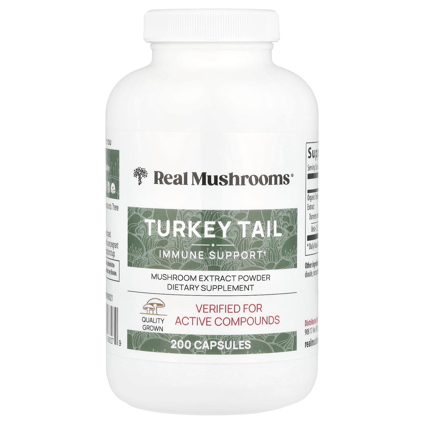 Real Mushrooms
Turkey Tail, Mushroom Extract Powder, 200 Capsules