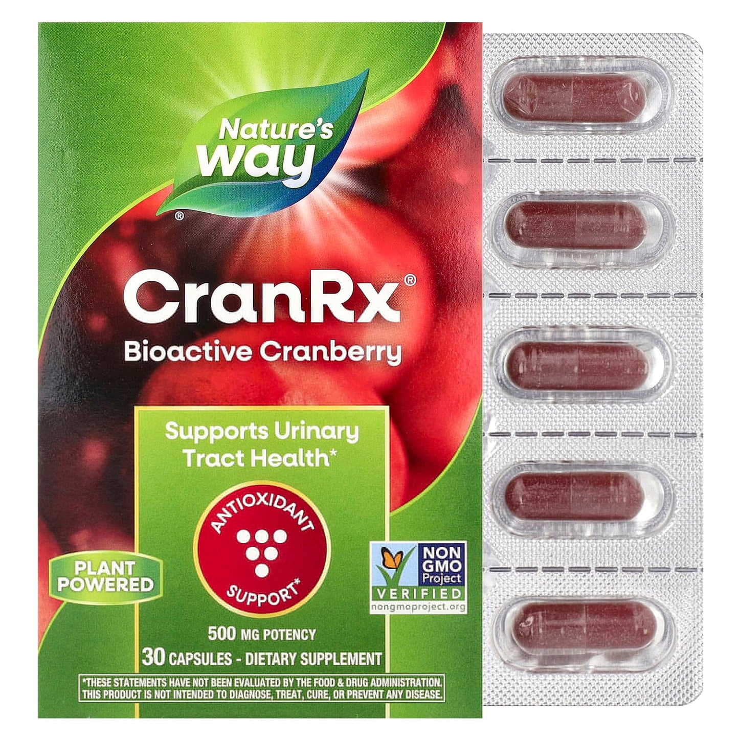 Nature's Way
CranRx®, Bioactive Cranberry, 500 mg, 30 Capsules