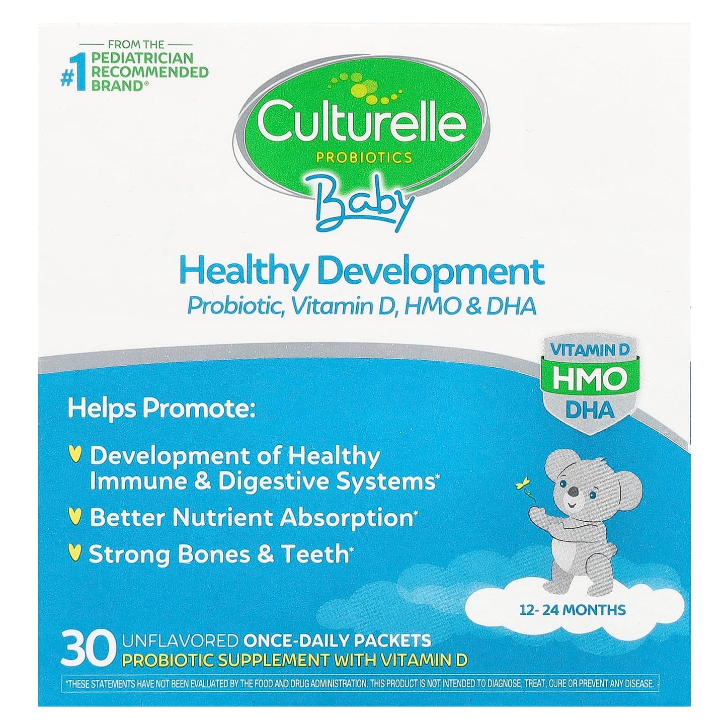 Pre-Order | Arrives in 5–10 Days – Culturelle
Probiotics, Baby, Healthy Development, Probiotic, Vitamin D, HMO & DHA, 12-24 Months, Unflavored, 30 Once-Daily Packets